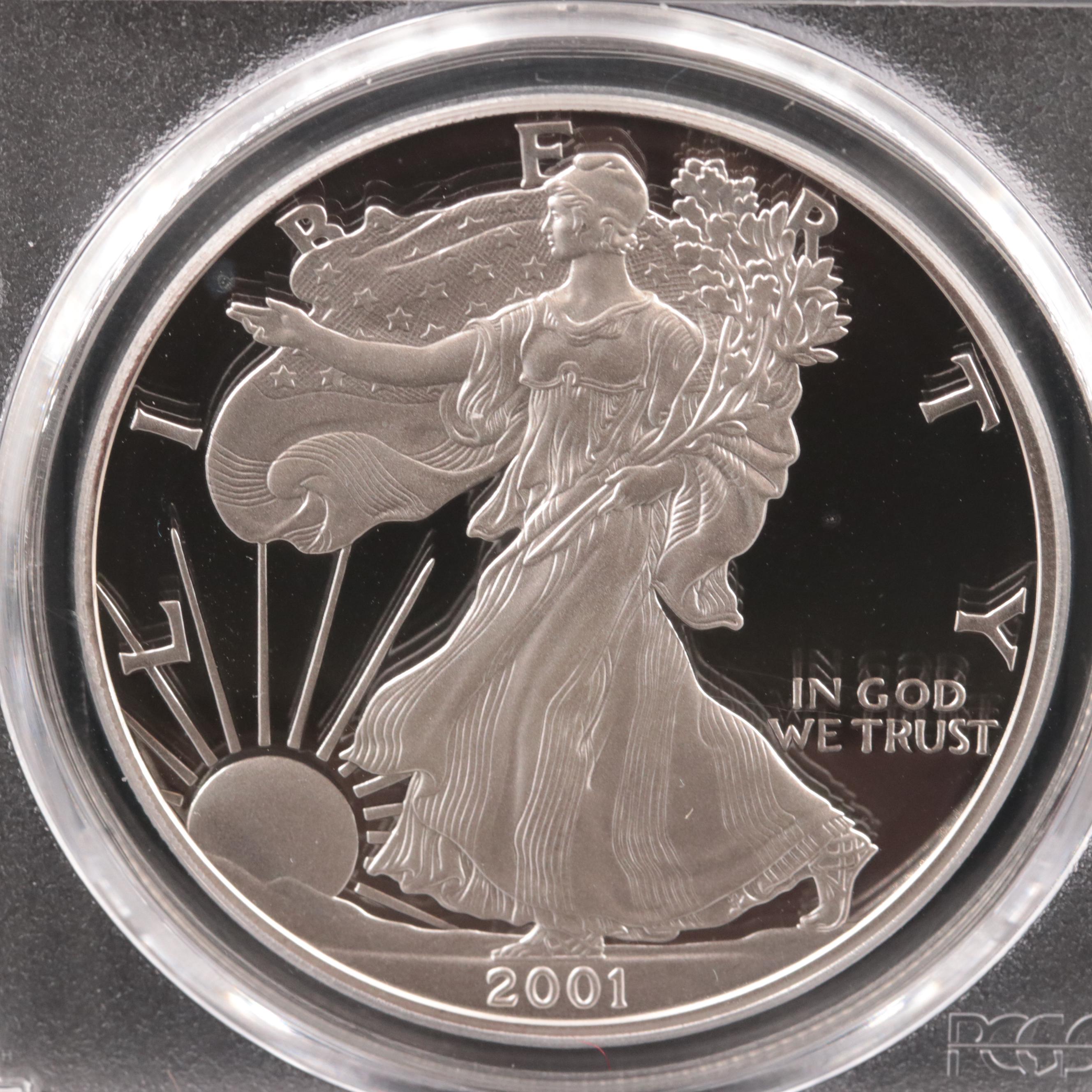 PCGS Graded PR69DCAM Michael Reagan 2001-W American Silver Eagle Proof Coin