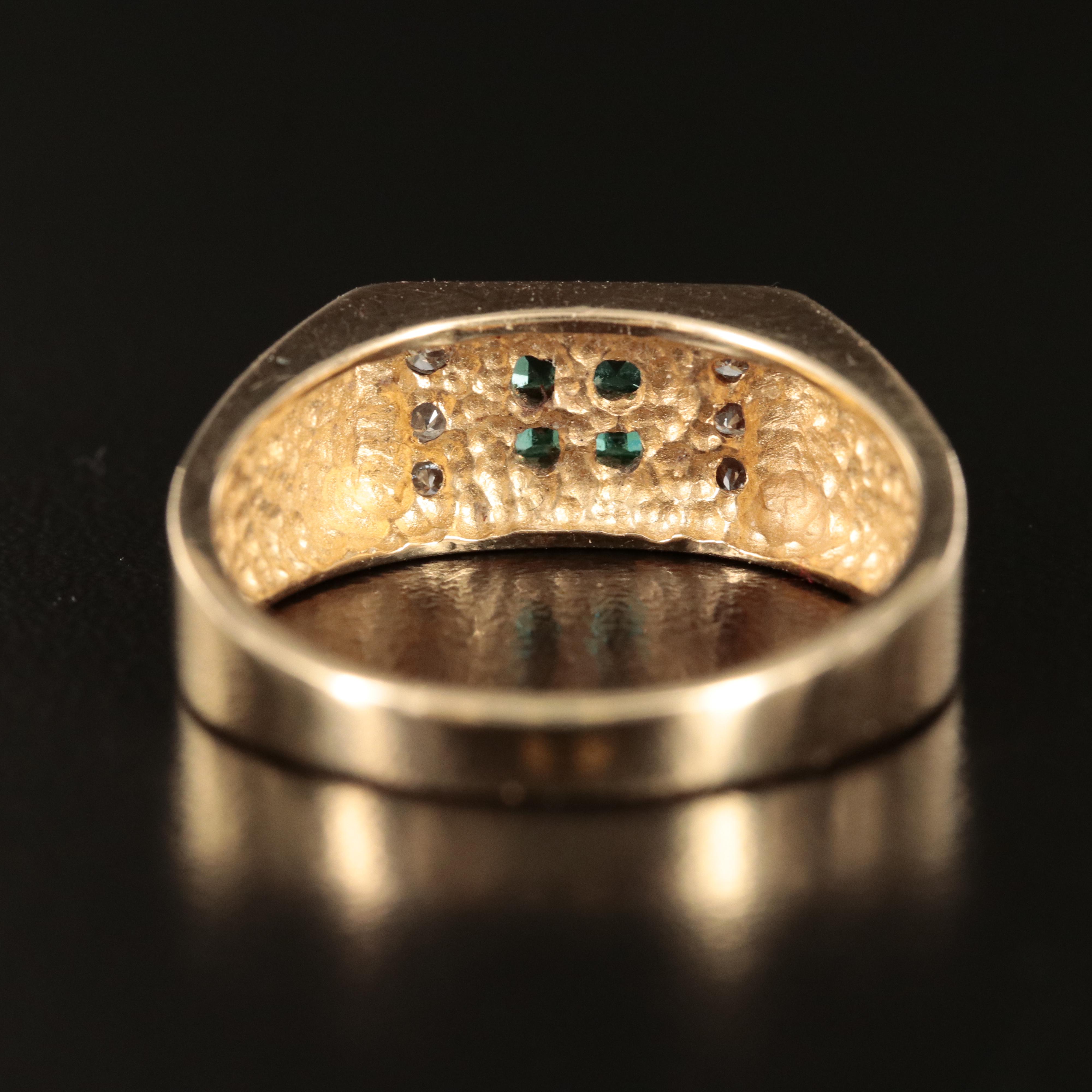 10K Emerald and Diamond Ring