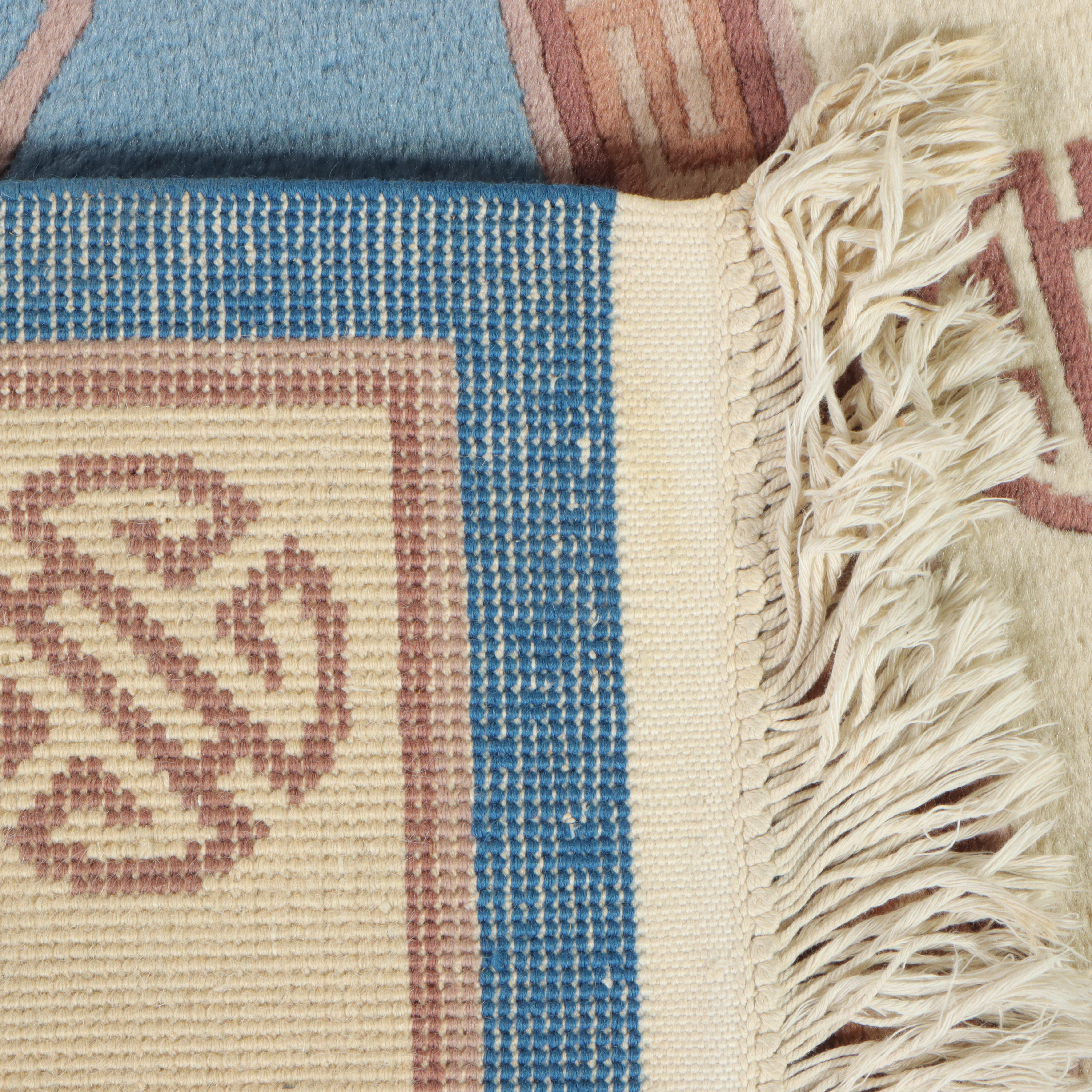 3'6 x 6'3 Hand-Knotted and Carved Chinese Art Deco Style Accent Rug