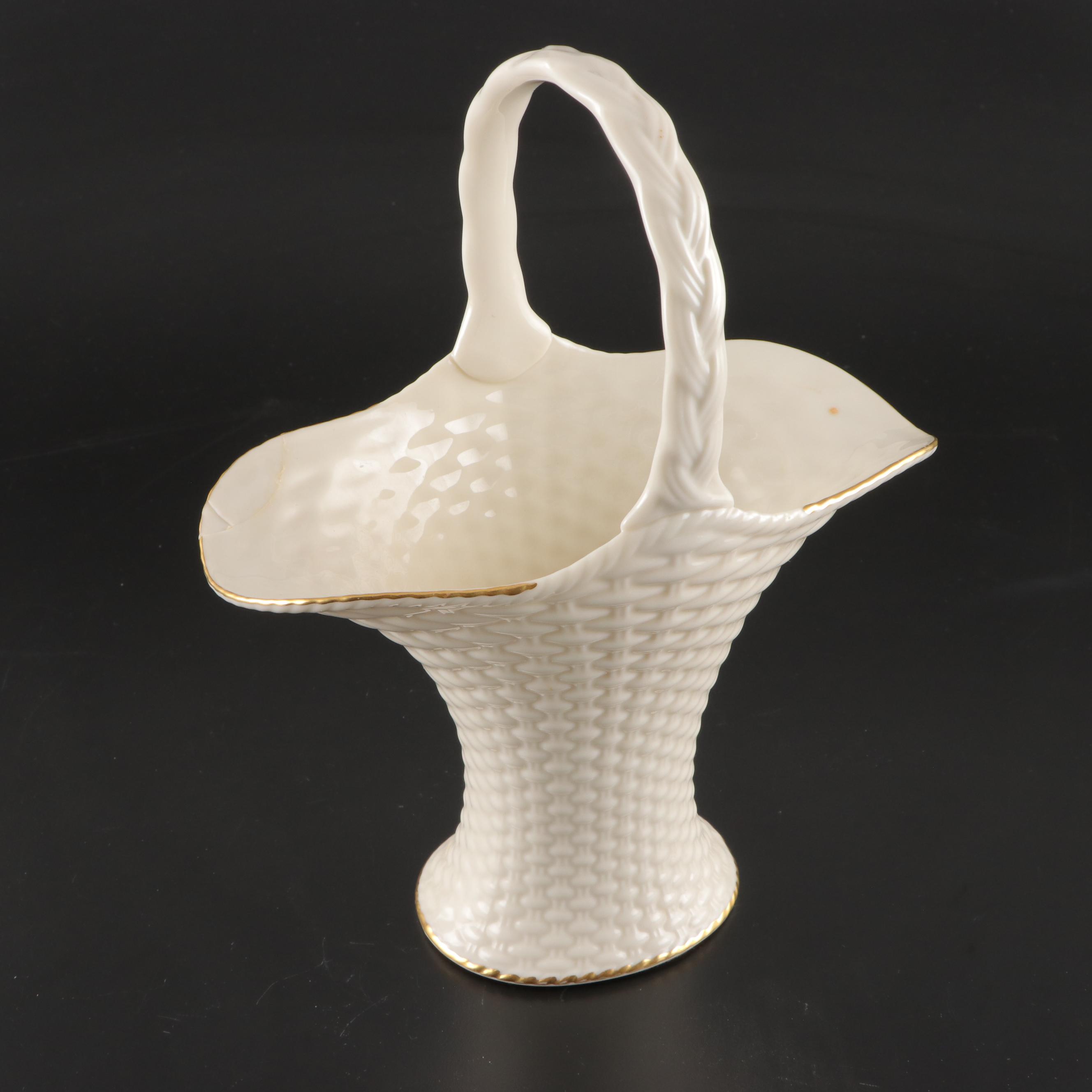 Lenox Bone China Basket Vase with Other Ceramic Casket and Cornucopias