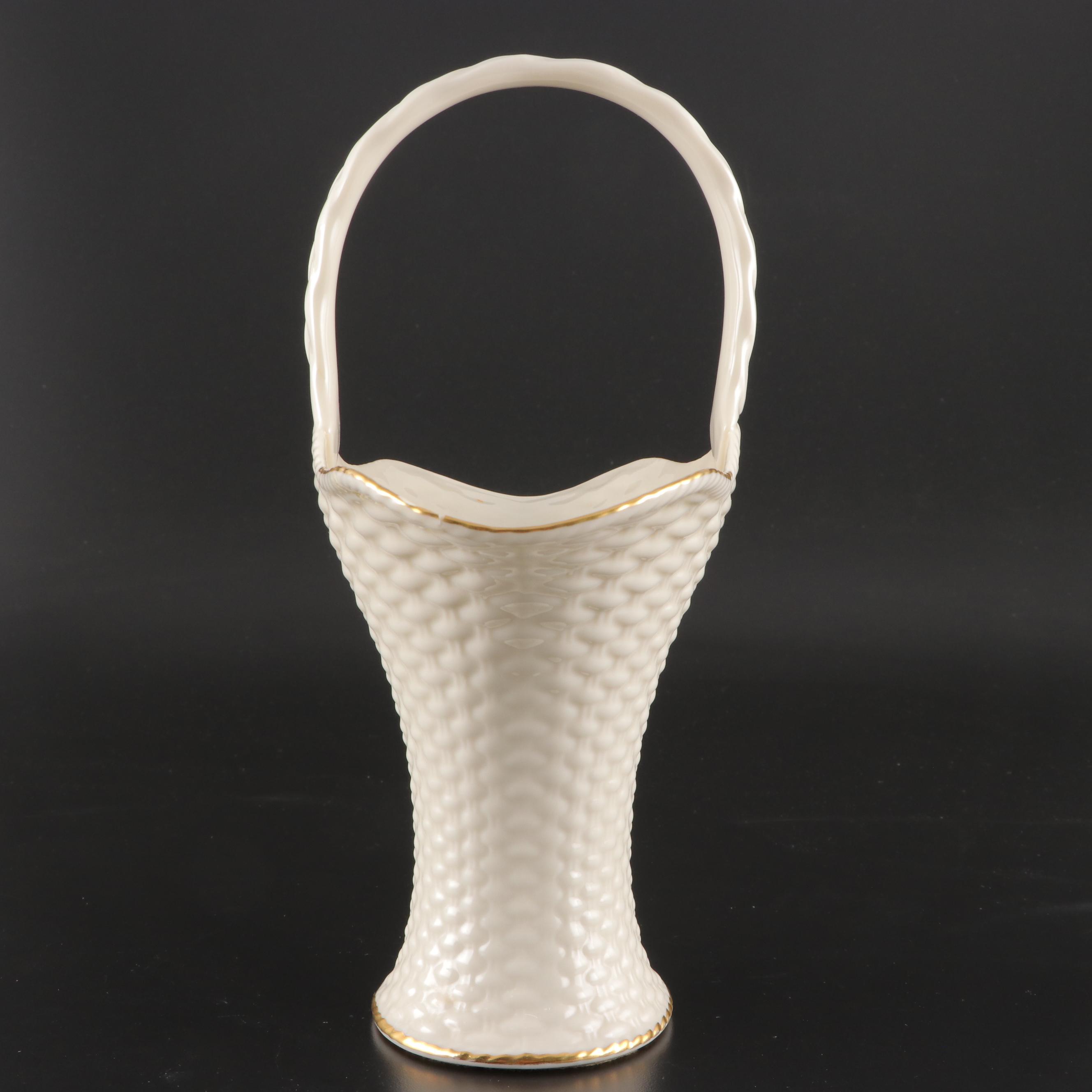 Lenox Bone China Basket Vase with Other Ceramic Casket and Cornucopias