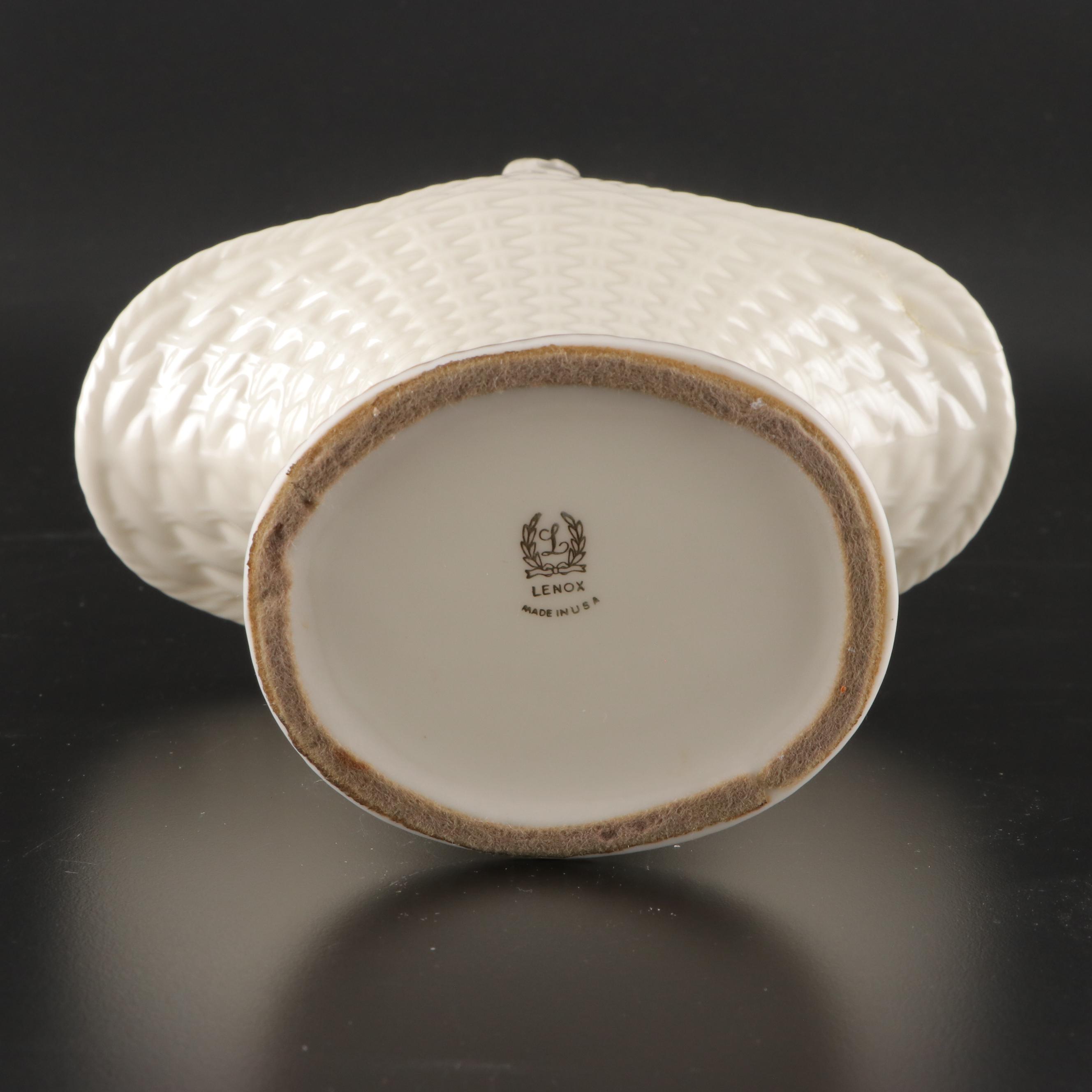 Lenox Bone China Basket Vase with Other Ceramic Casket and Cornucopias