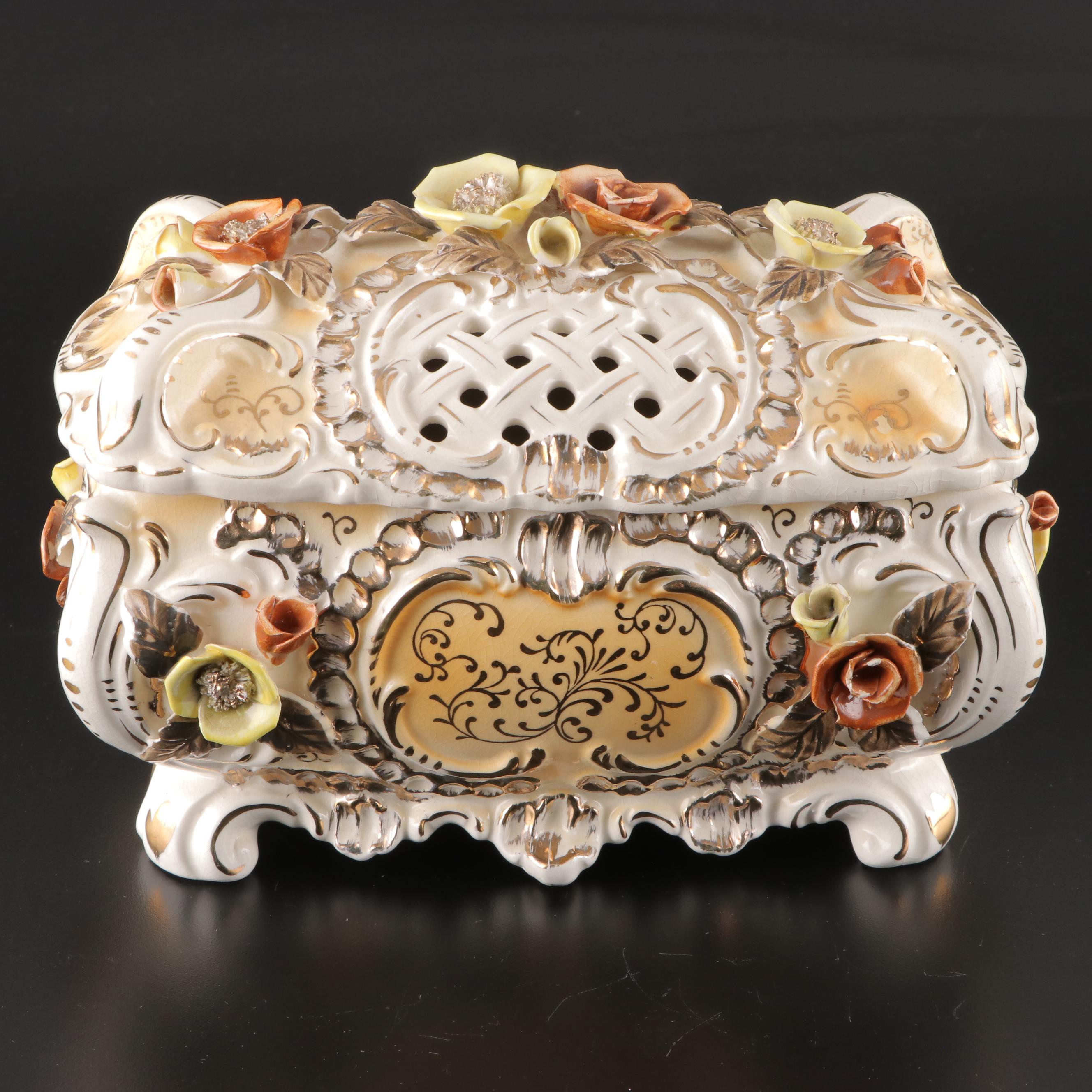 Lenox Bone China Basket Vase with Other Ceramic Casket and Cornucopias