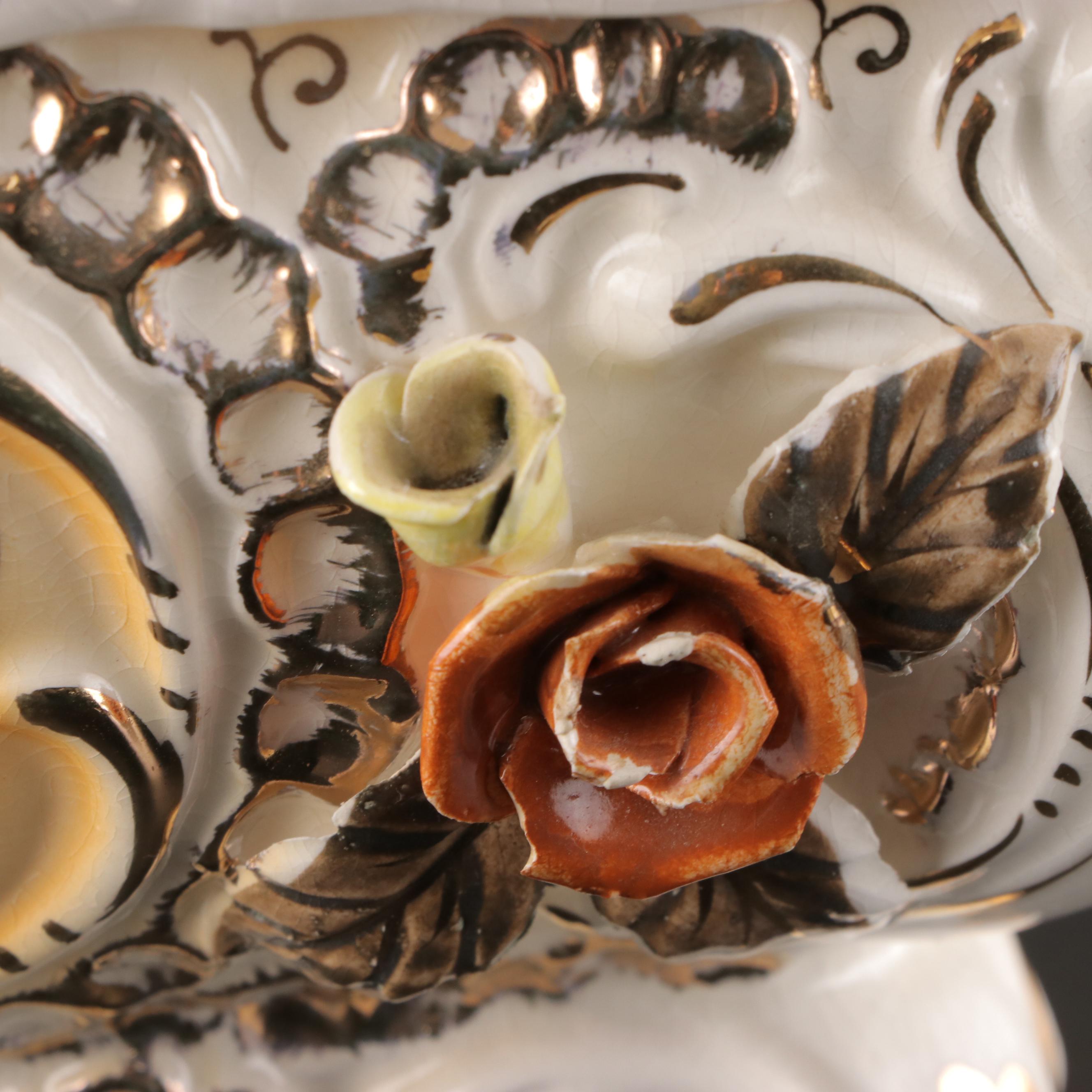 Lenox Bone China Basket Vase with Other Ceramic Casket and Cornucopias