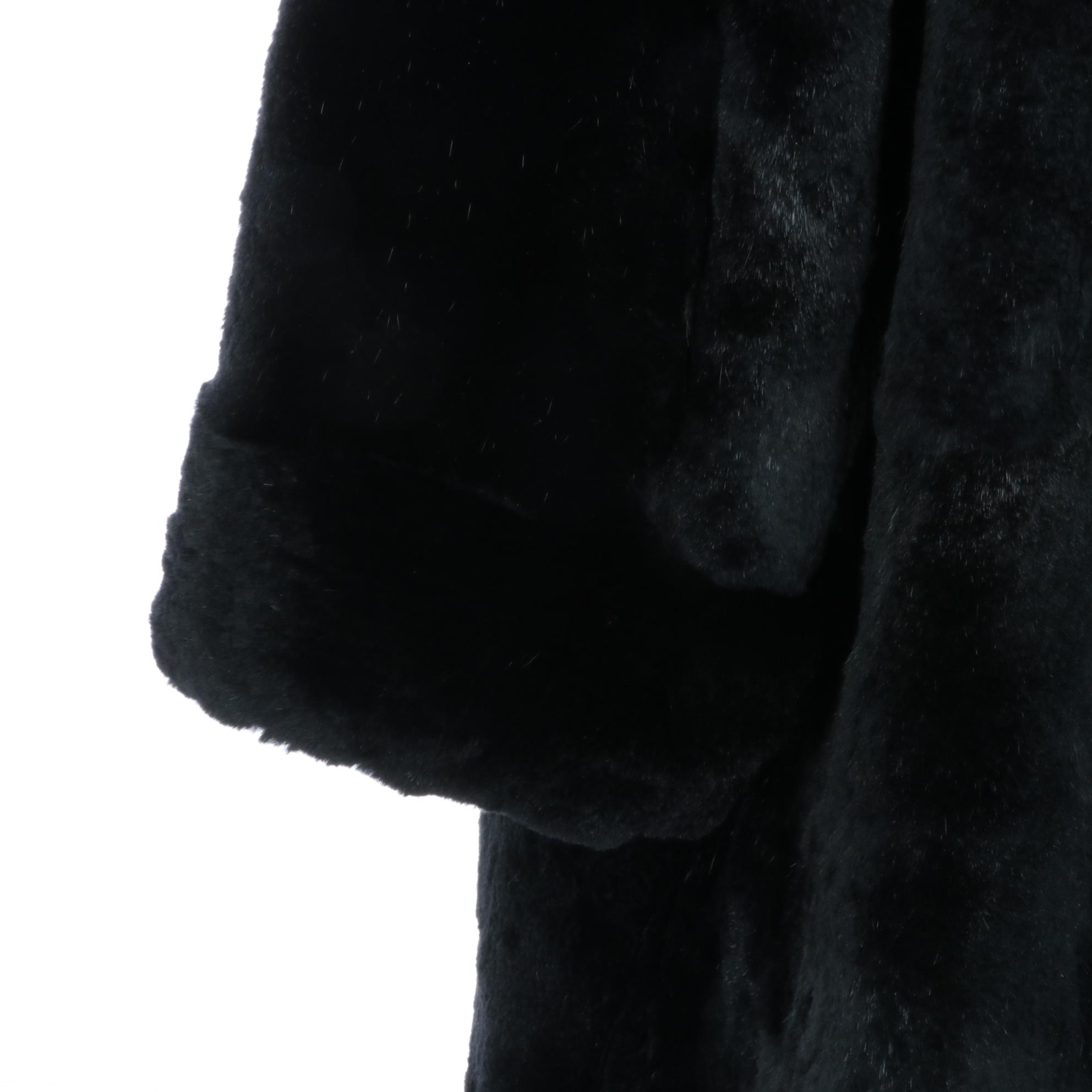 Carole Little Sheared Rabbit Coat with Mongolian Lamb Collar