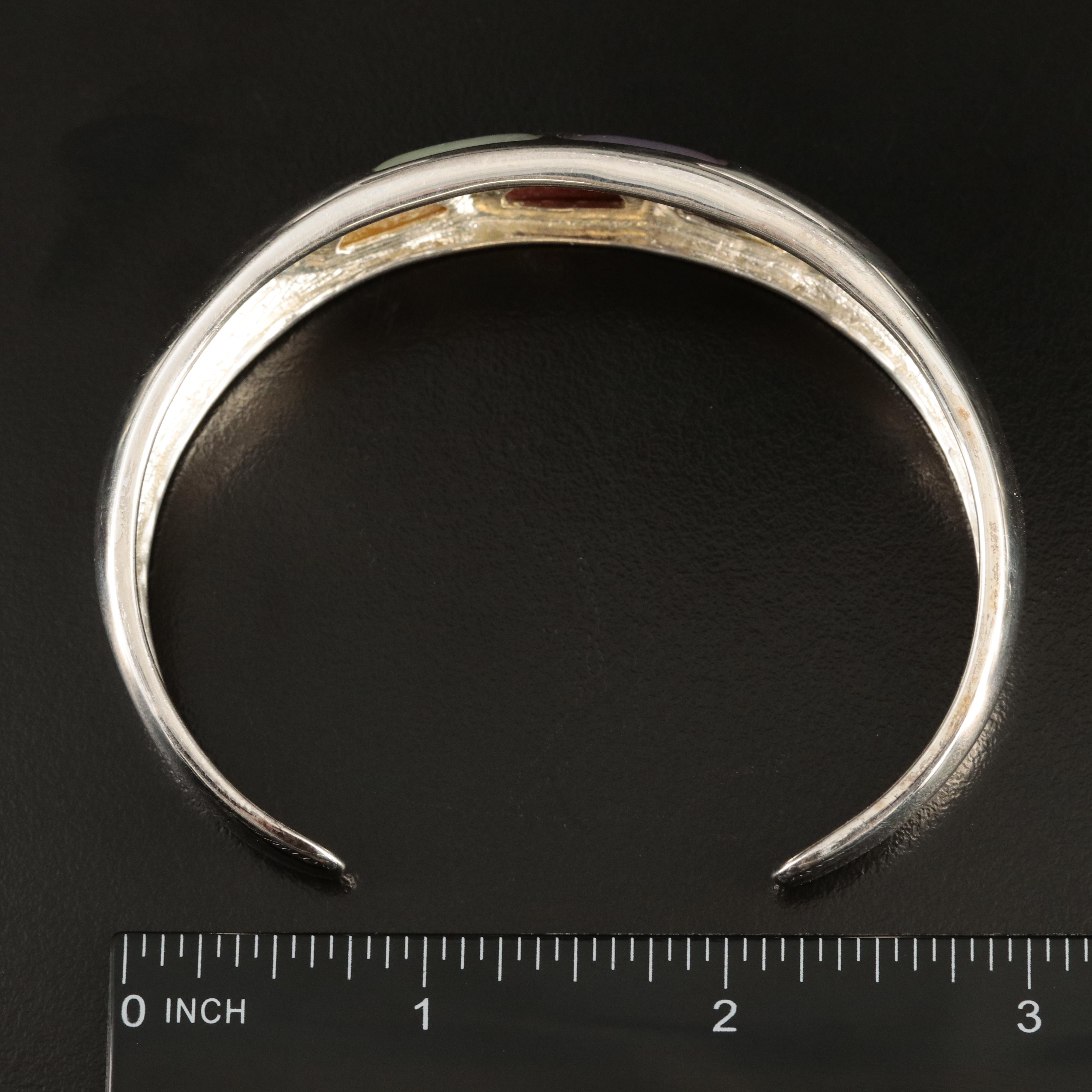 Sterling Jadeite, Jasper and Black Onyx Tapered Cuff