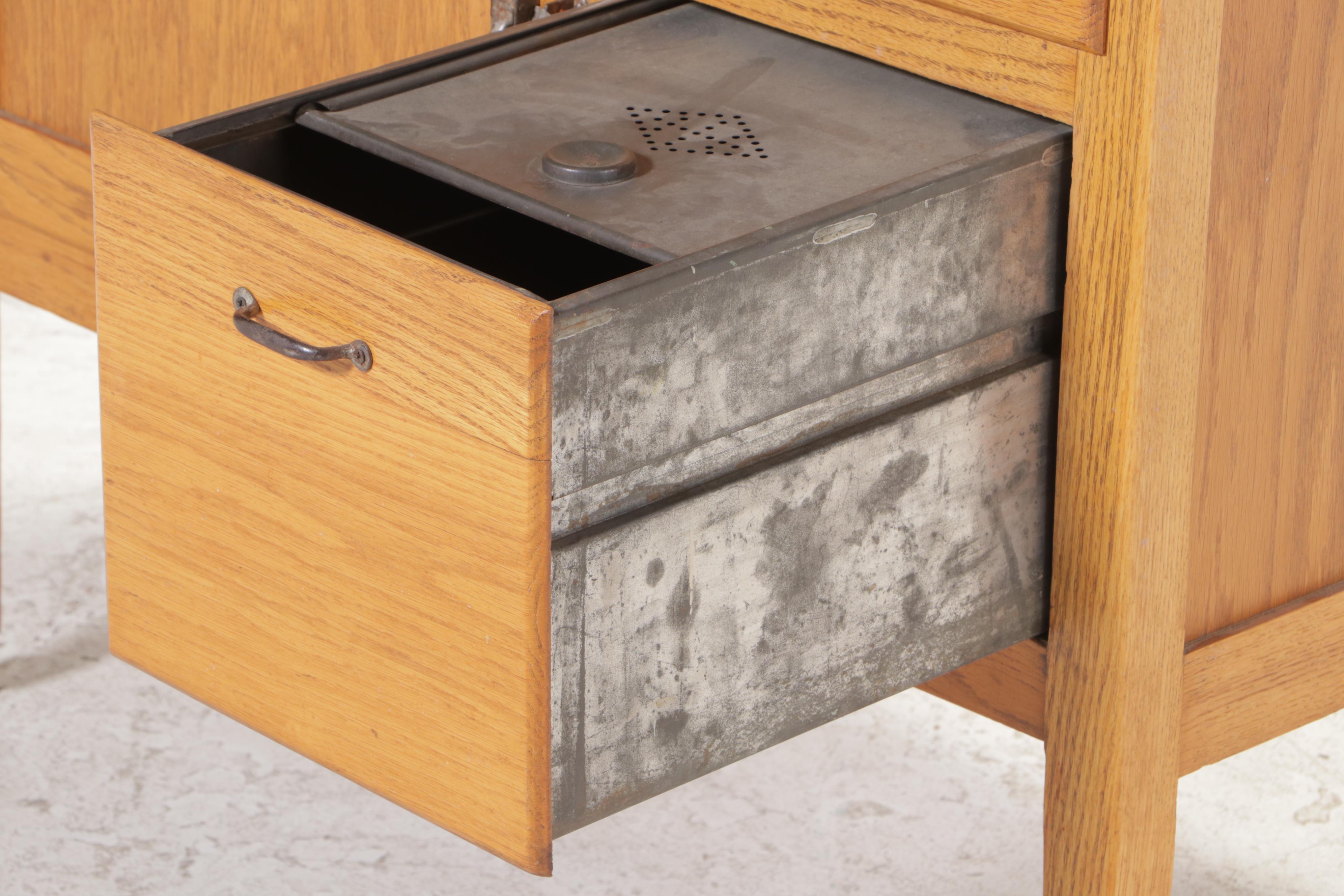 Campbell-Smith Ritchie Co. Oak and Enamel Top "Boone" Kitchen Cabinet