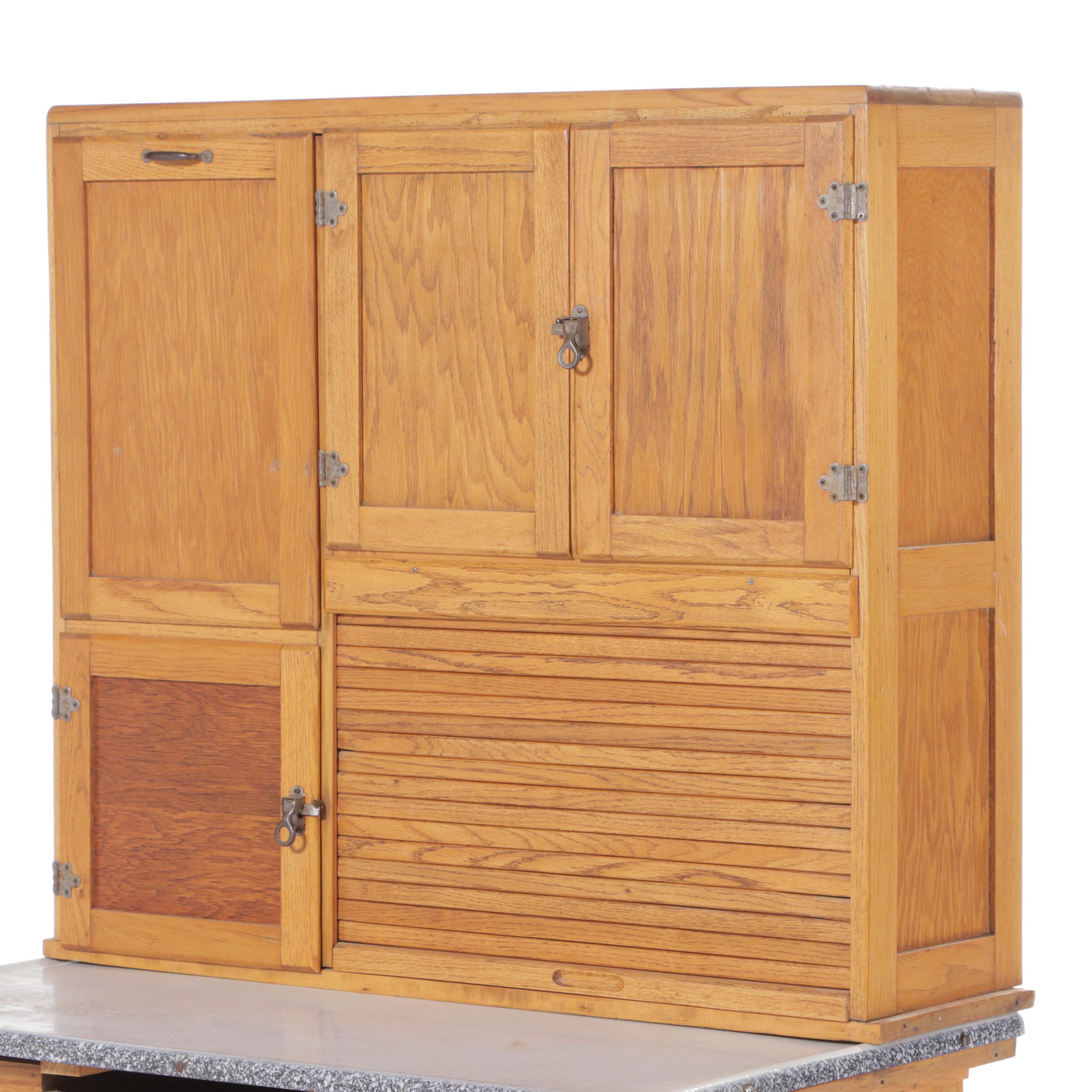 Campbell-Smith Ritchie Co. Oak and Enamel Top "Boone" Kitchen Cabinet