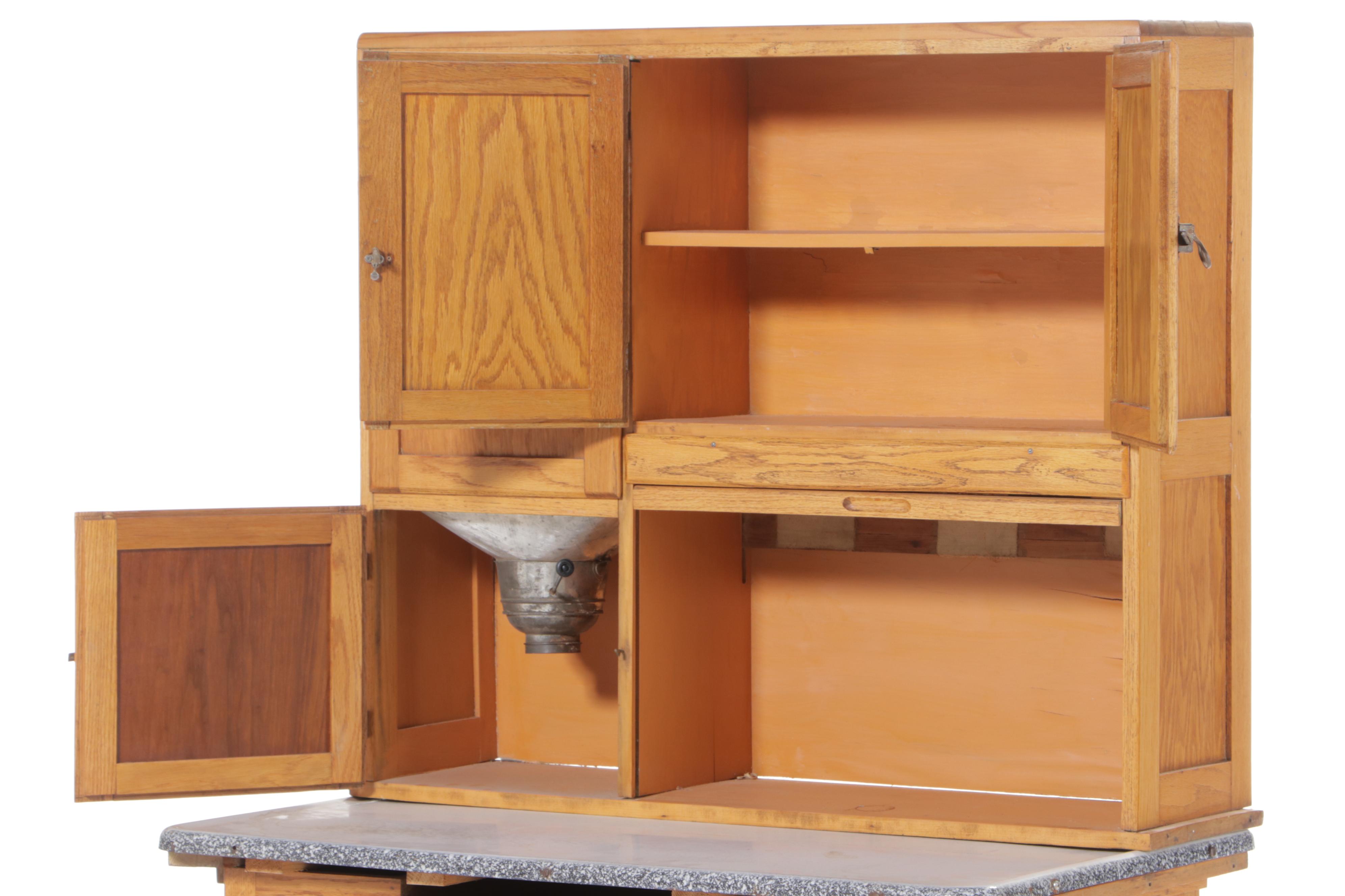 Campbell-Smith Ritchie Co. Oak and Enamel Top "Boone" Kitchen Cabinet