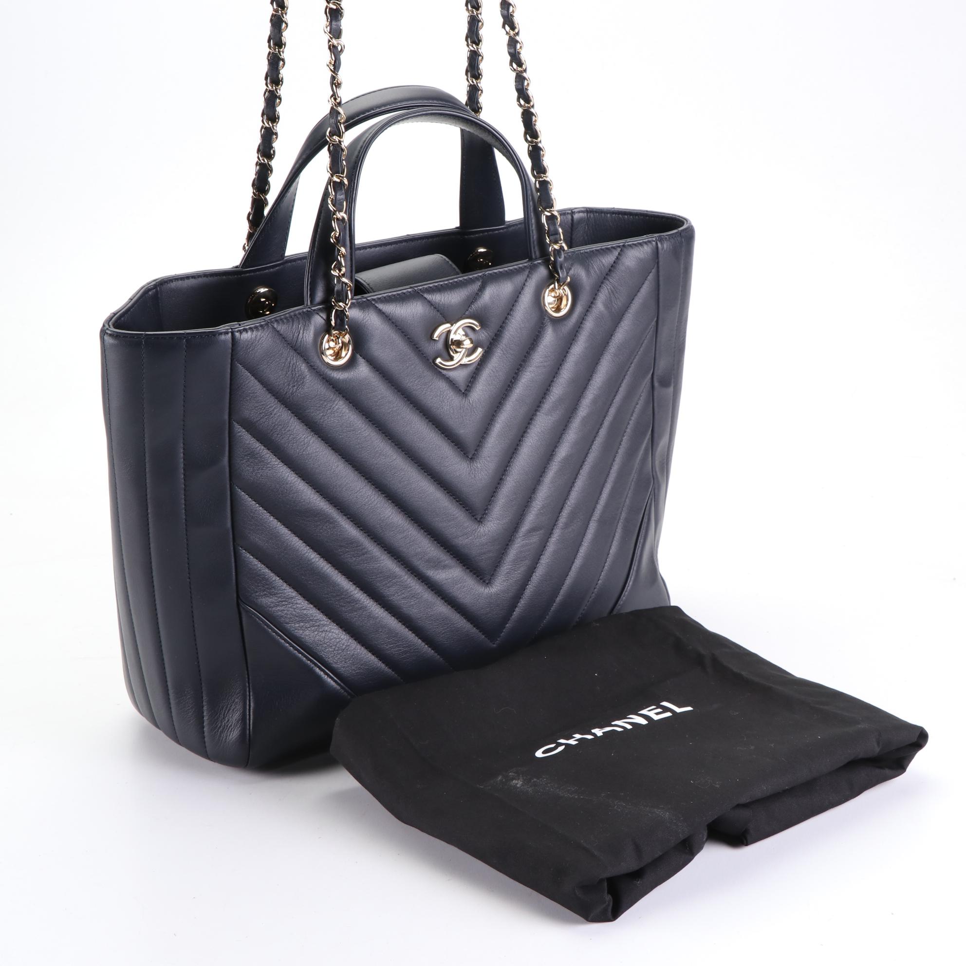 Chanel Statement Shopping Tote in Chevron Quilted Leather