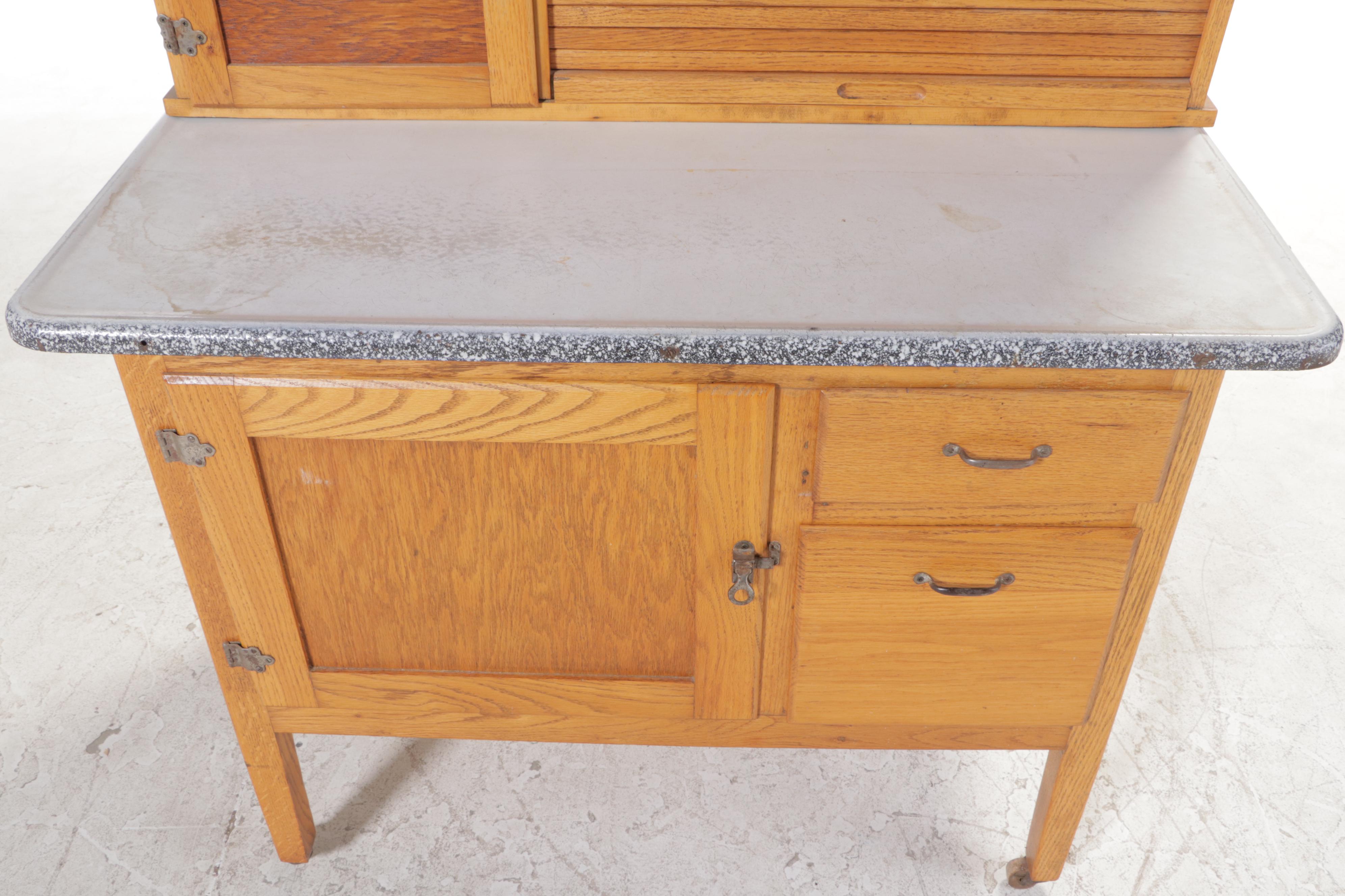 Campbell-Smith Ritchie Co. Oak and Enamel Top "Boone" Kitchen Cabinet