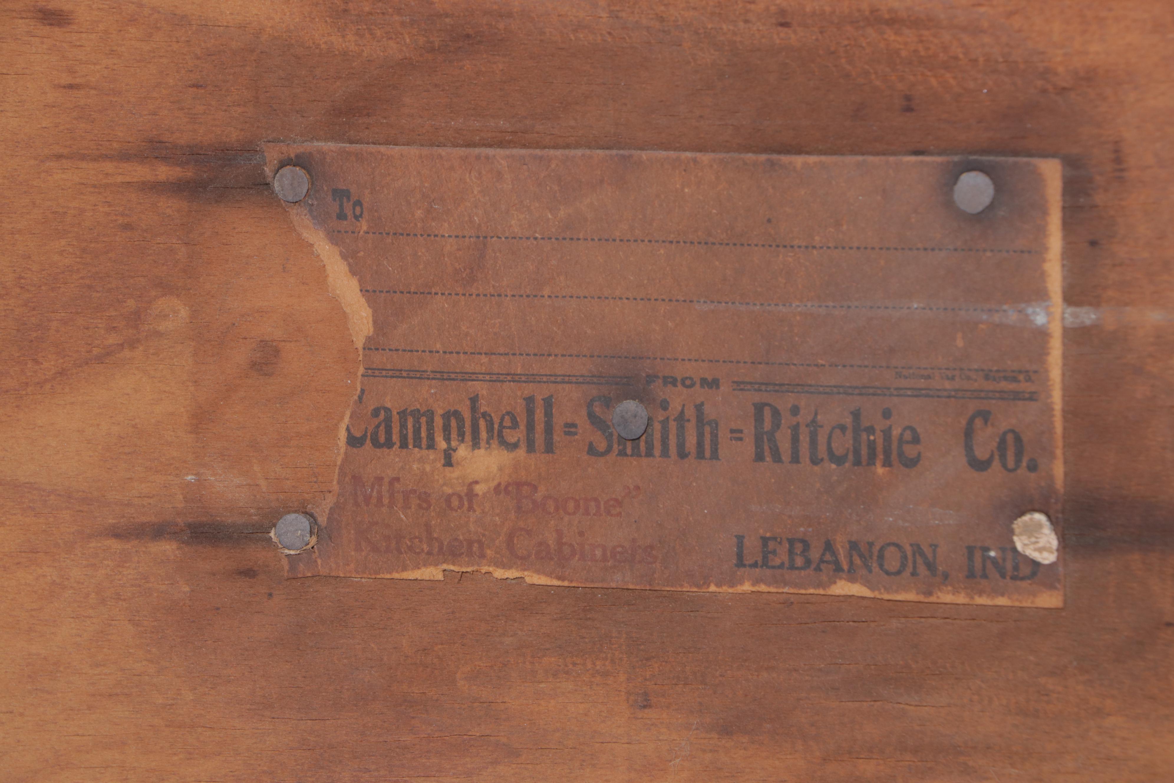 Campbell-Smith Ritchie Co. Oak and Enamel Top "Boone" Kitchen Cabinet