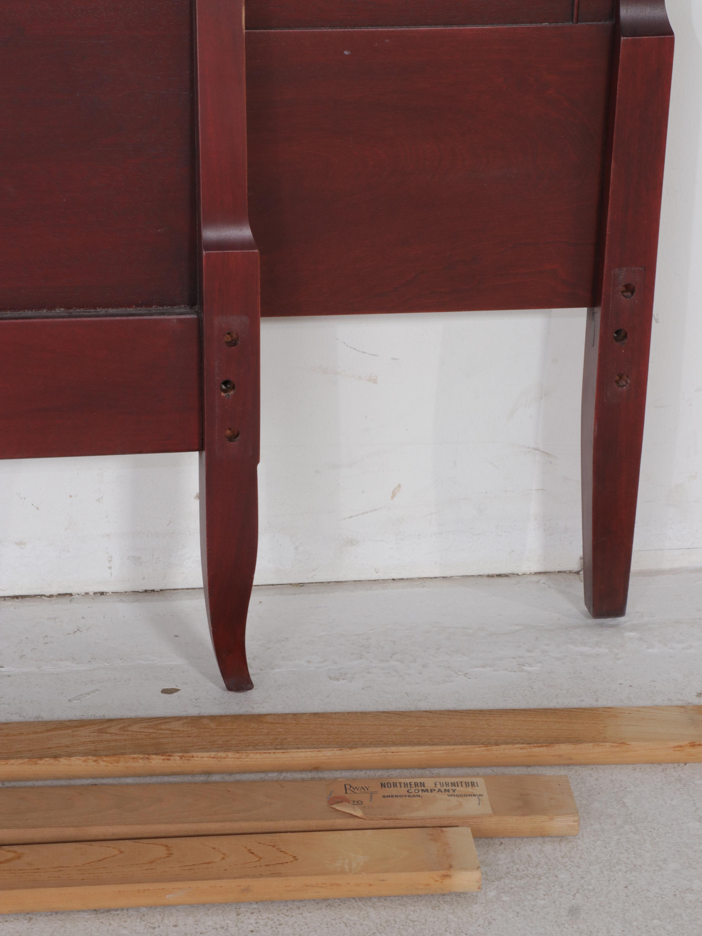 Northern Furniture Co. Neoclassical Style Mahogany Full Bed with Nightstand