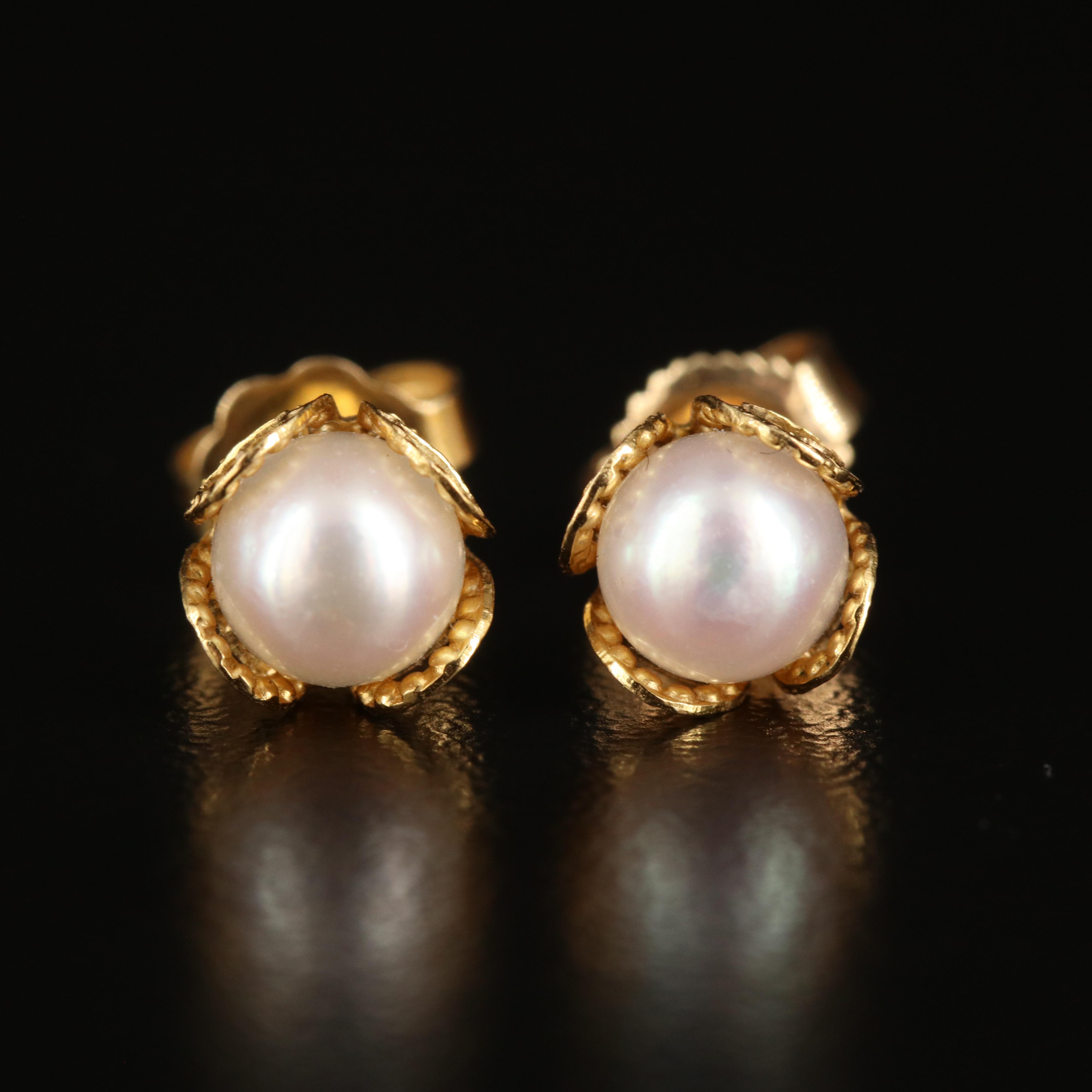 14K Pearl Stud Earrings