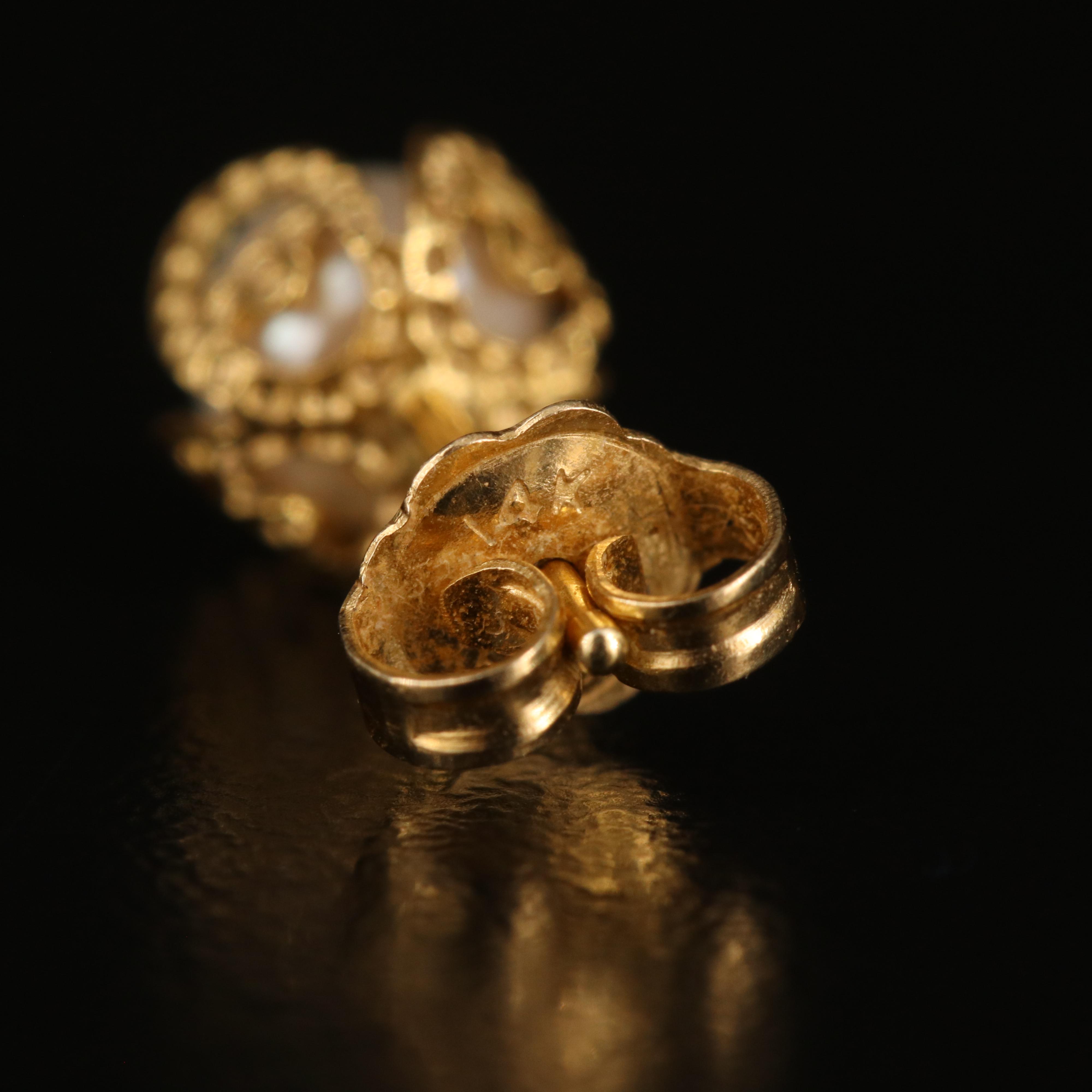 14K Pearl Stud Earrings