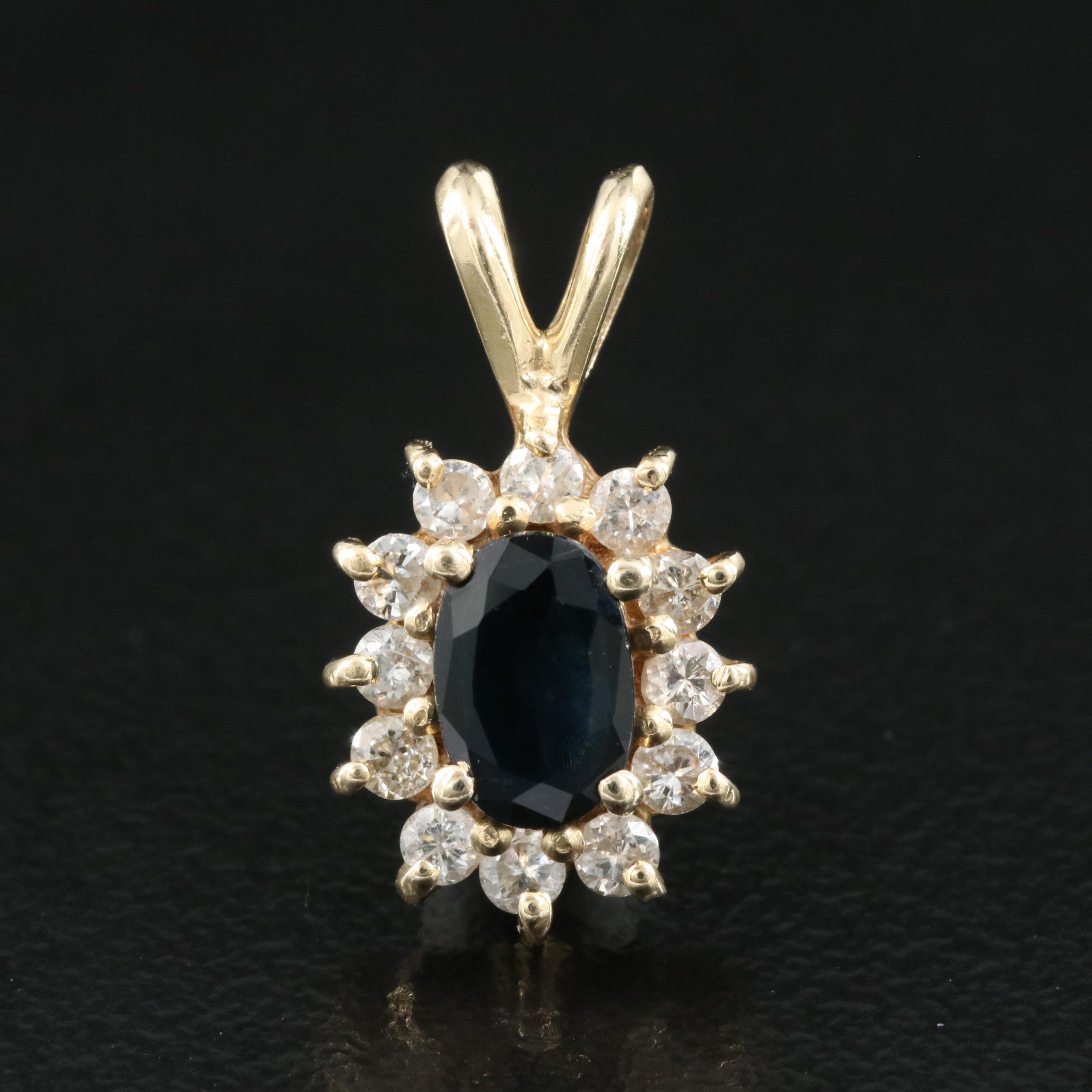 14K Sapphire and Diamond Pendant