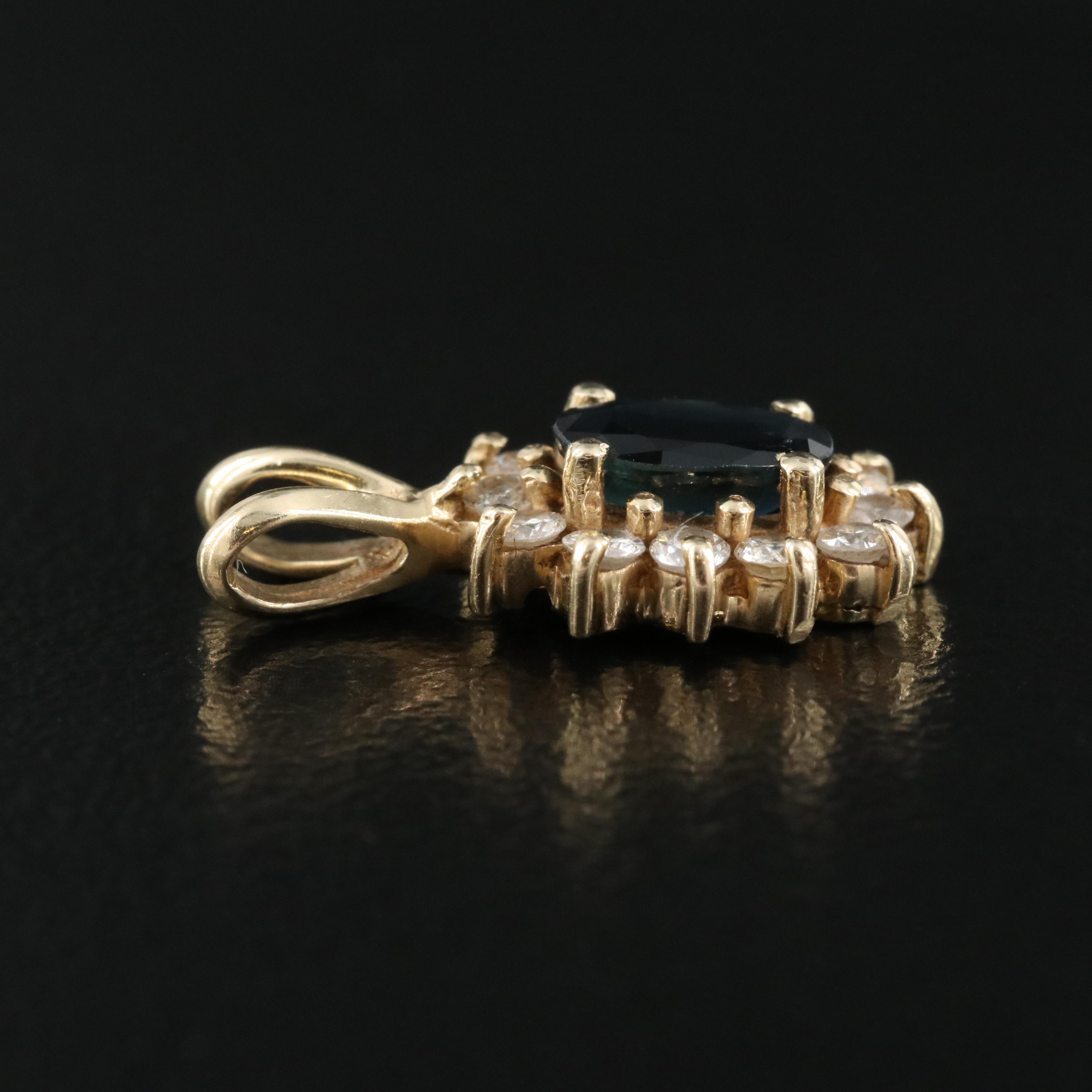 14K Sapphire and Diamond Pendant