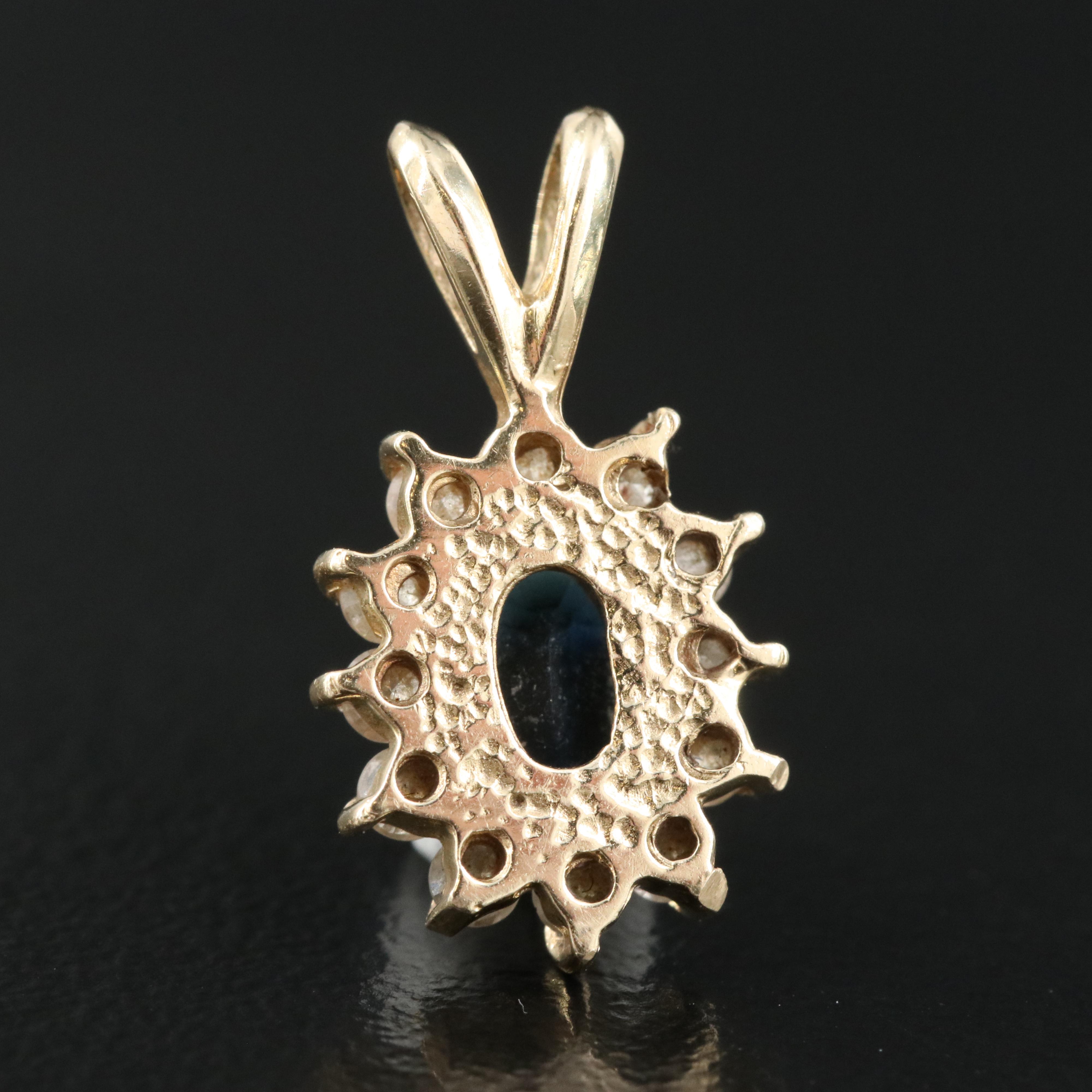 14K Sapphire and Diamond Pendant