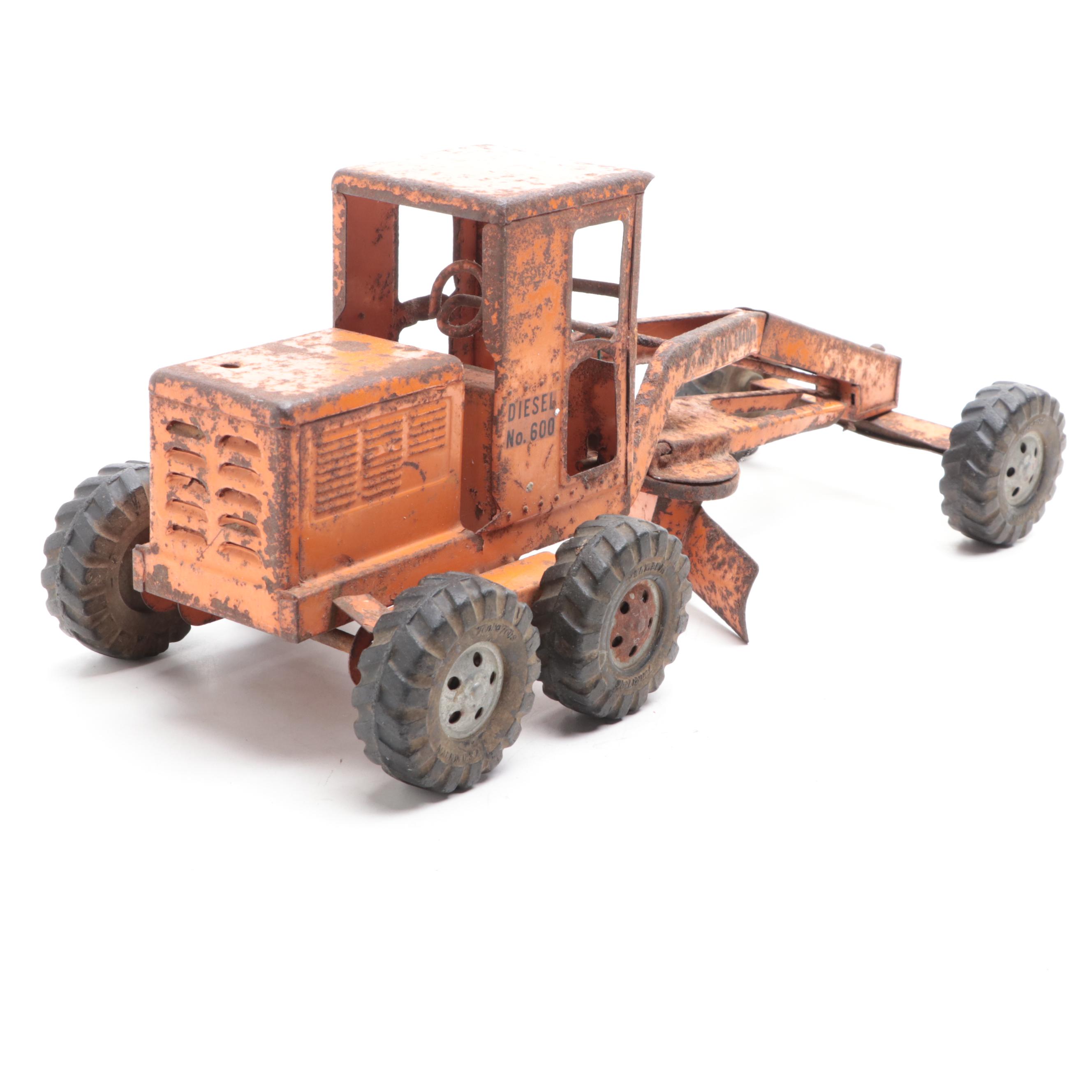 Tonka Road Grader Diesel No. 600 and Nylint Roadster Toy Cars, Mid-20th Century