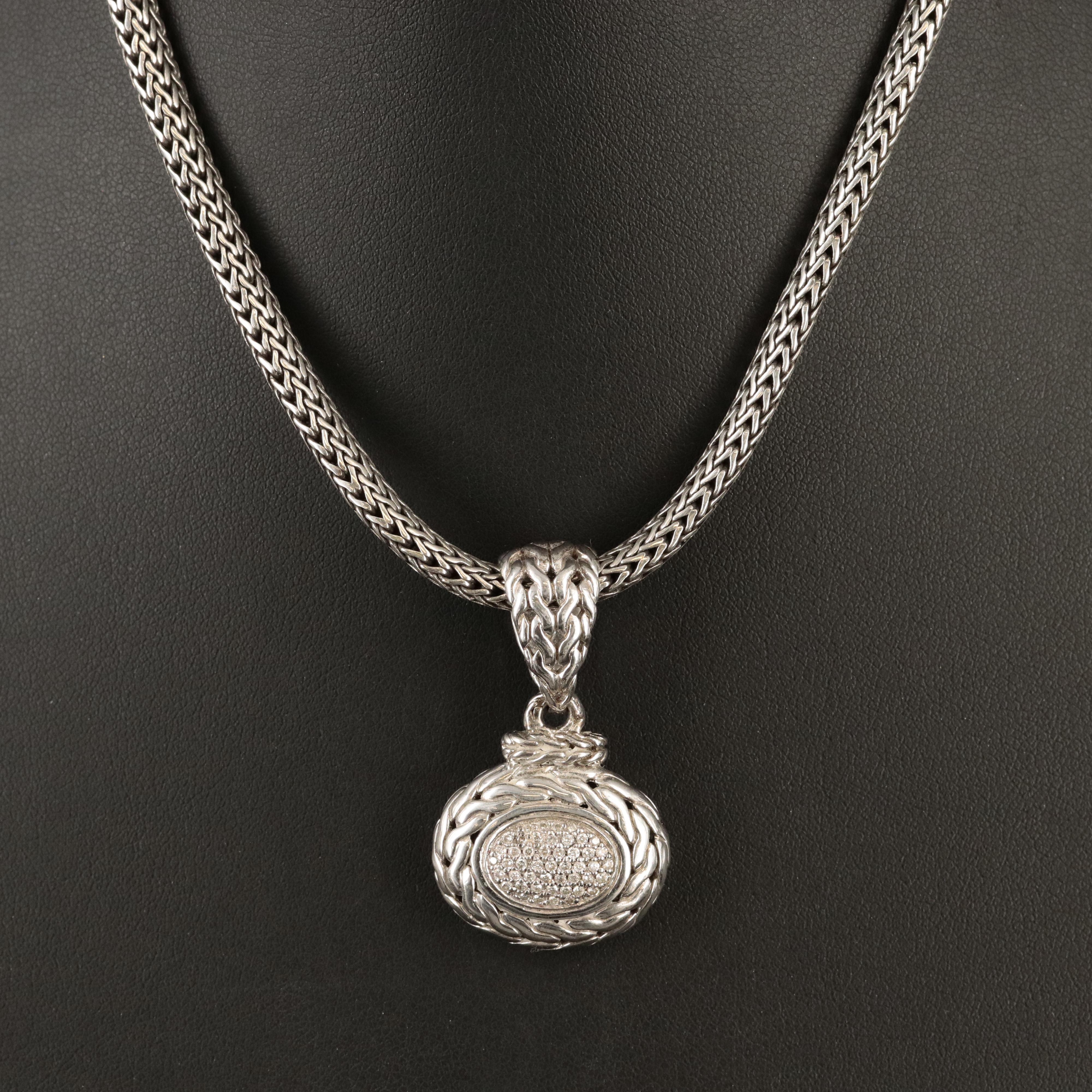 John Hardy Sterling Pavé Diamond Pendant Necklace