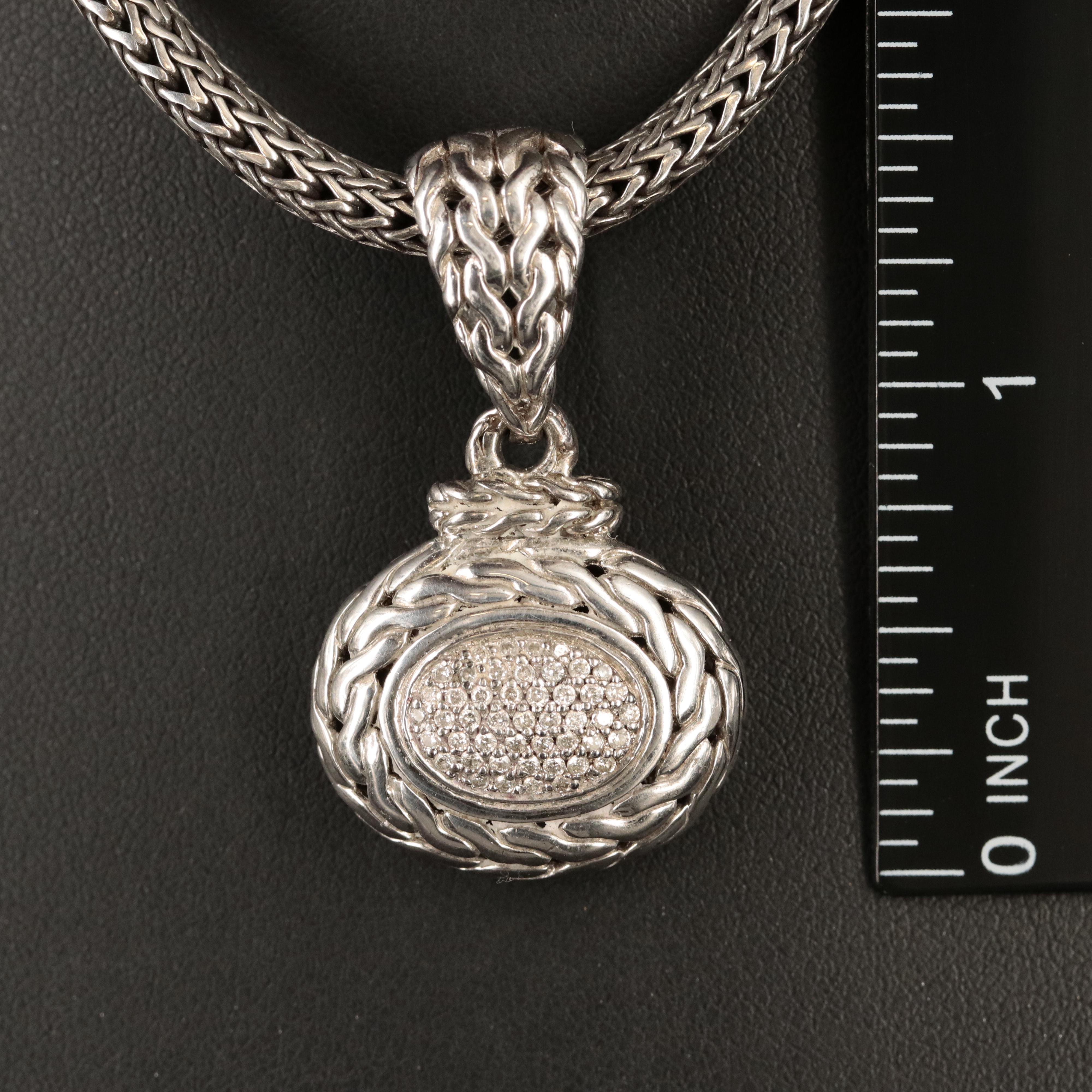 John Hardy Sterling Pavé Diamond Pendant Necklace