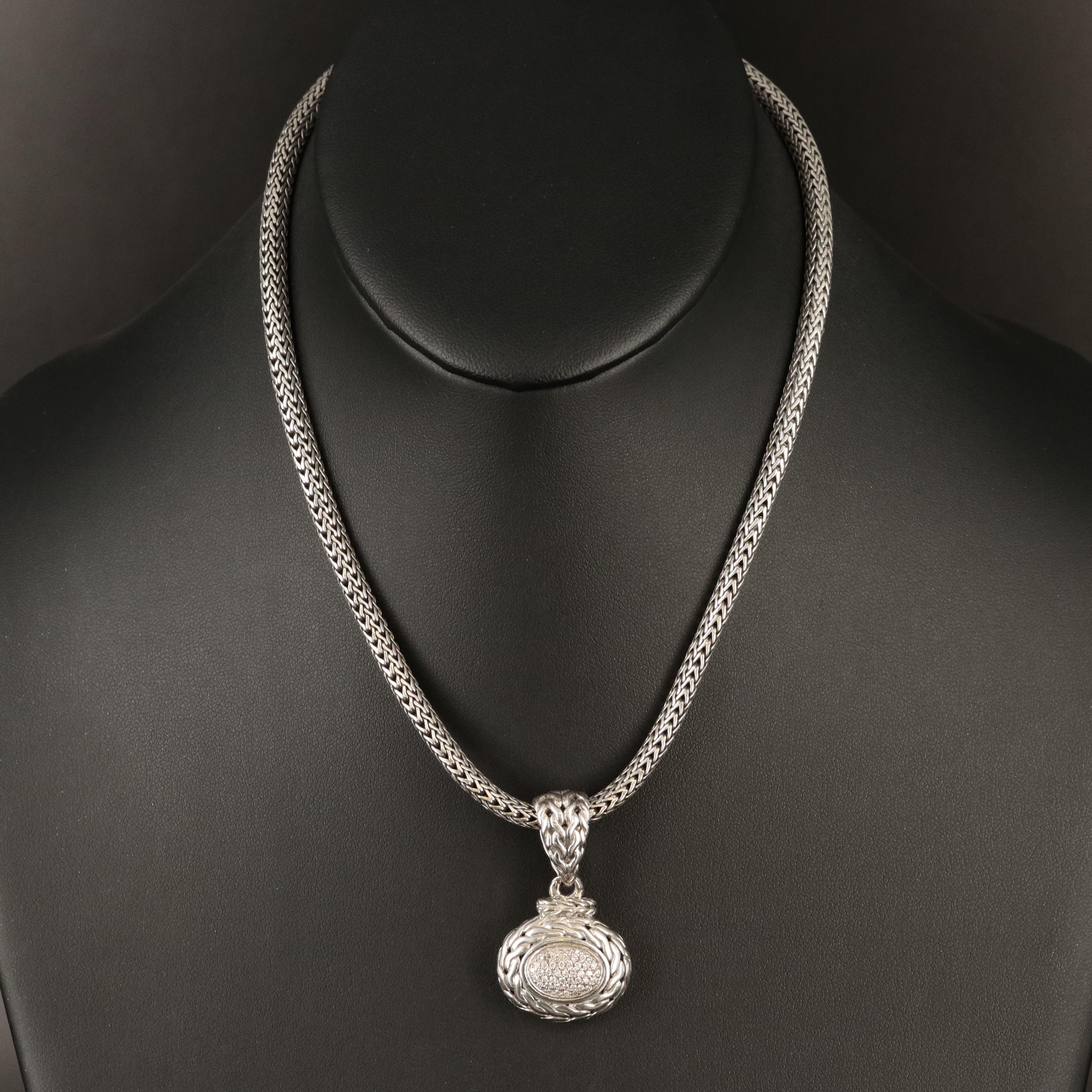 John Hardy Sterling Pavé Diamond Pendant Necklace
