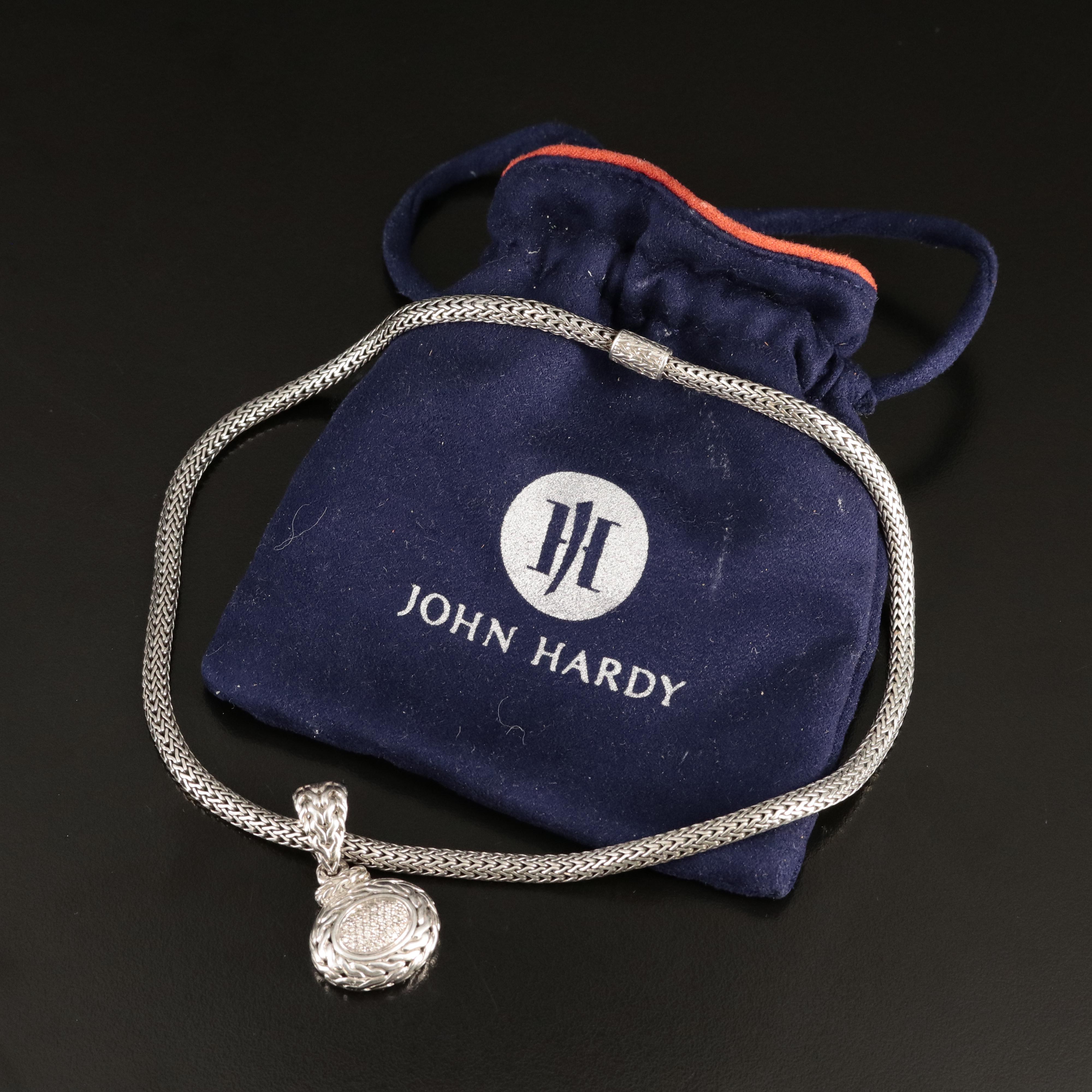 John Hardy Sterling Pavé Diamond Pendant Necklace