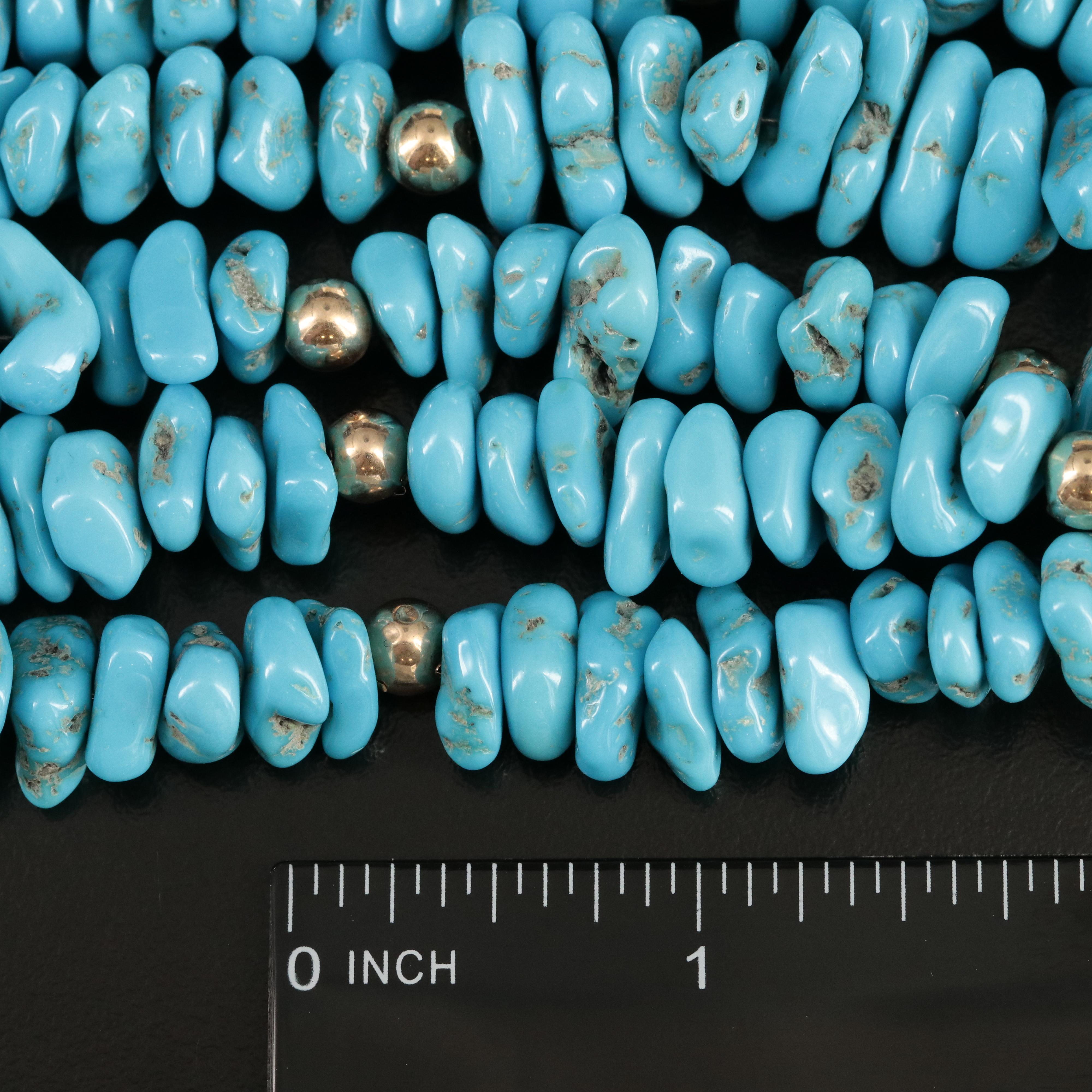 Turquoise Multi-Strand Necklace with 14K Clasp