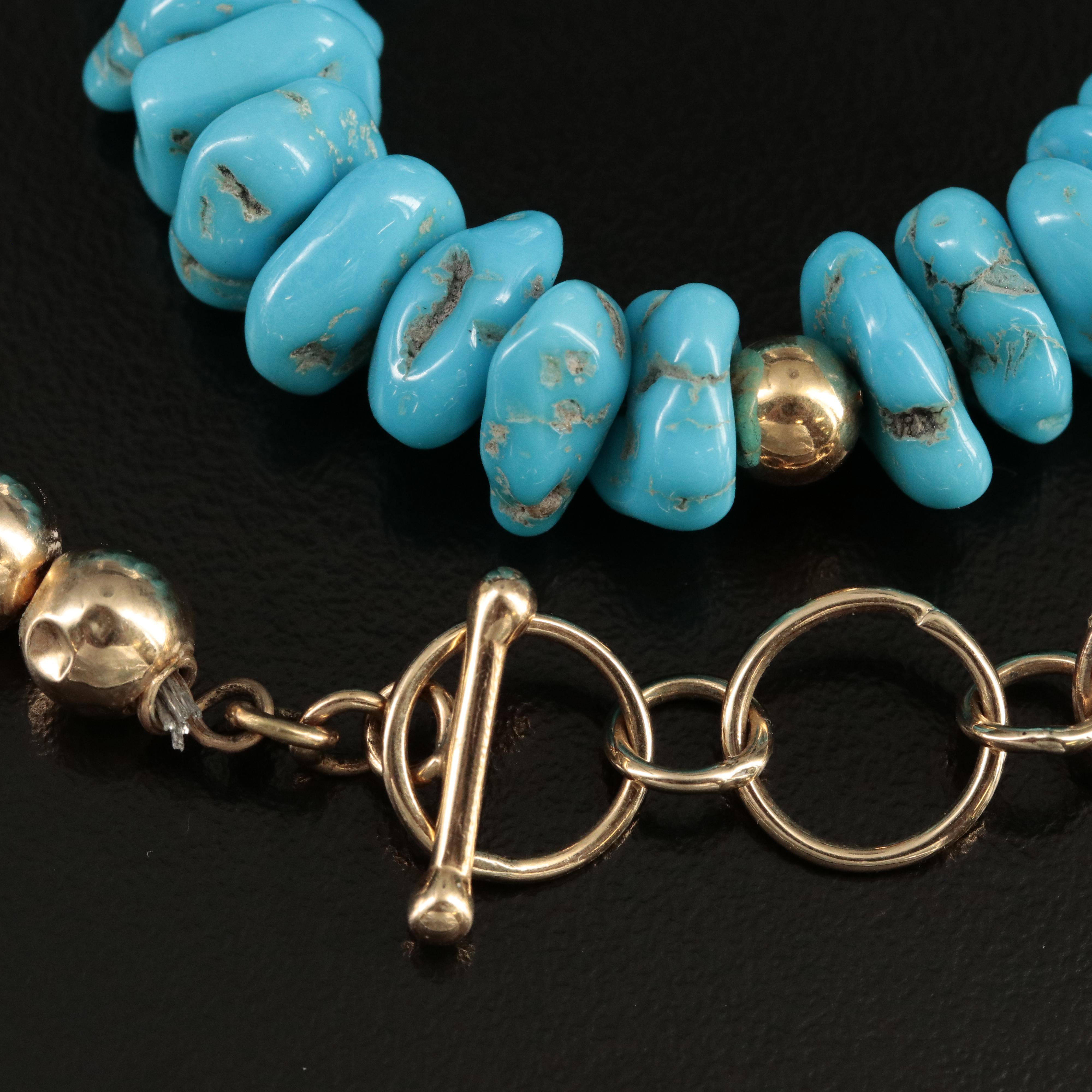 Turquoise Multi-Strand Necklace with 14K Clasp
