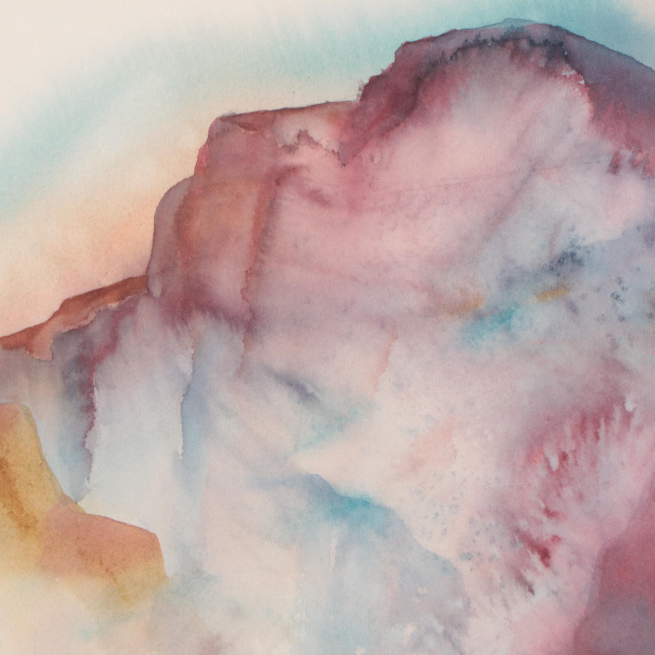 Beverly Morfeld Watercolor Painting of Abstract Mountainous Landscape