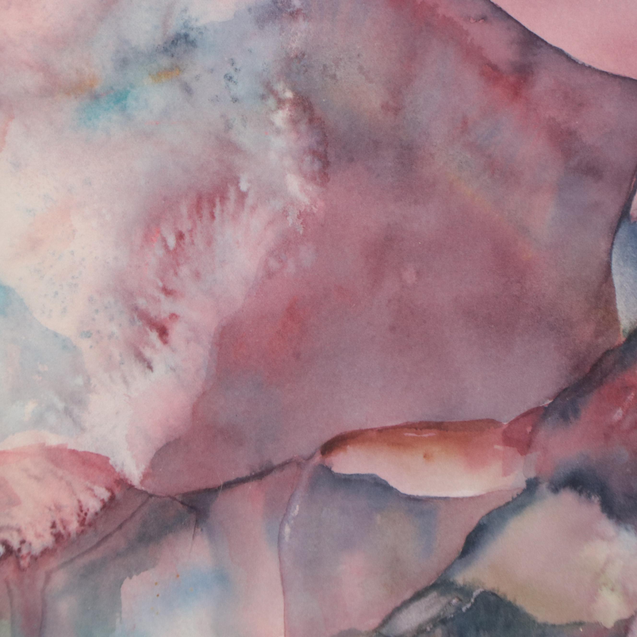 Beverly Morfeld Watercolor Painting of Abstract Mountainous Landscape