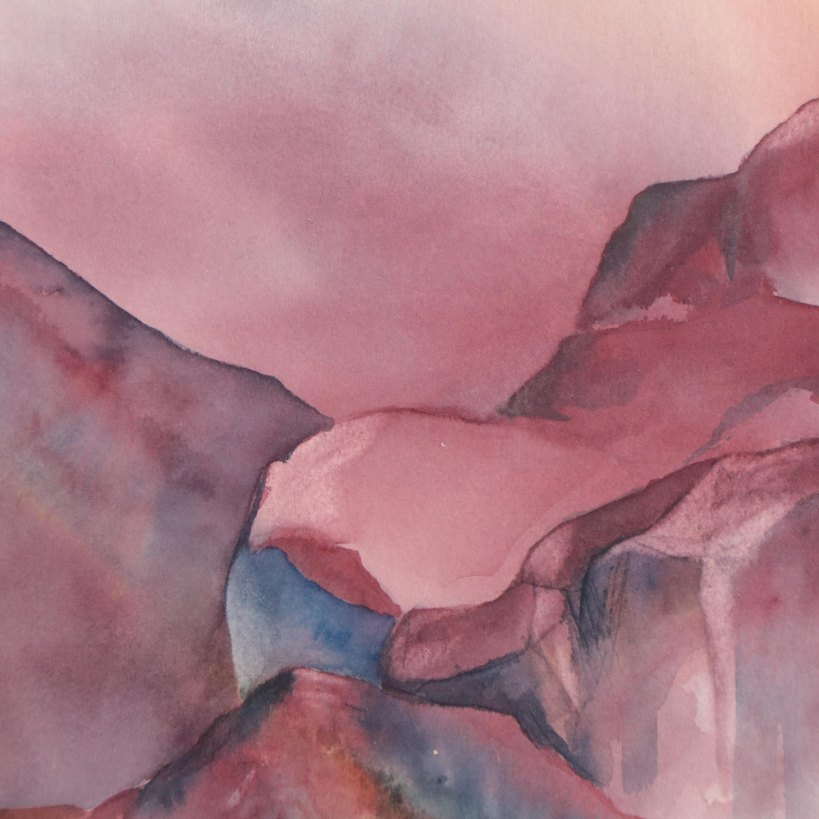 Beverly Morfeld Watercolor Painting of Abstract Mountainous Landscape