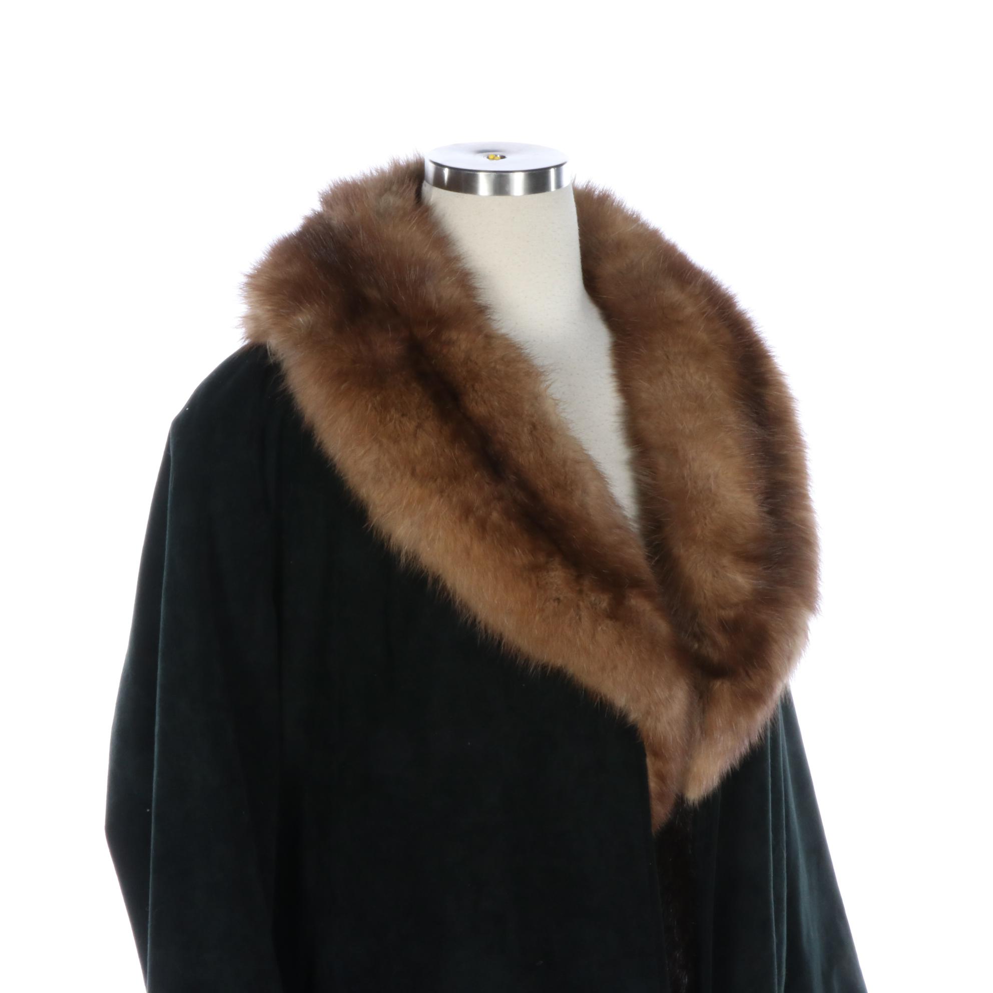 Lawrence of London Ultra Suede Coat with Mink and Marten Lining