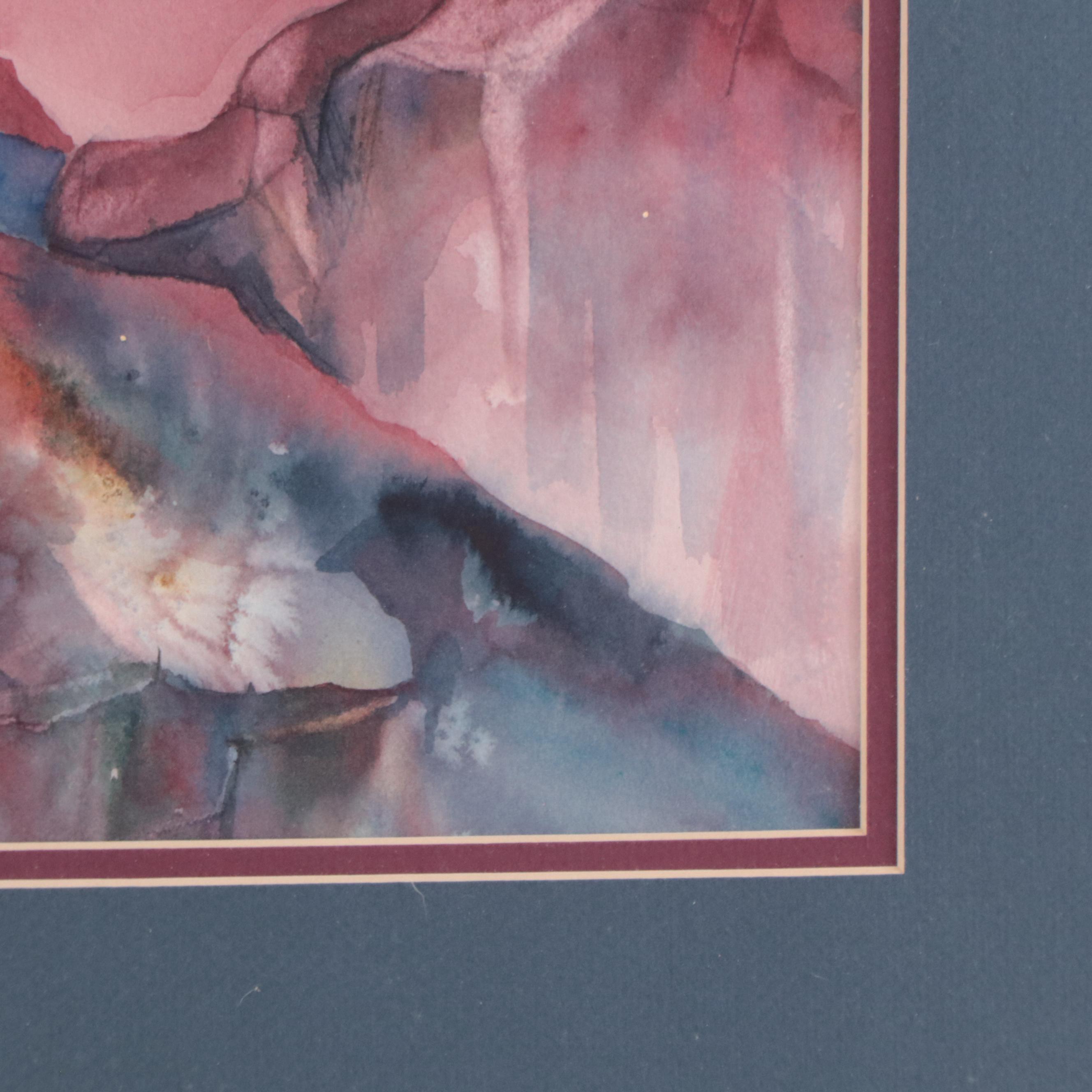 Beverly Morfeld Watercolor Painting of Abstract Mountainous Landscape
