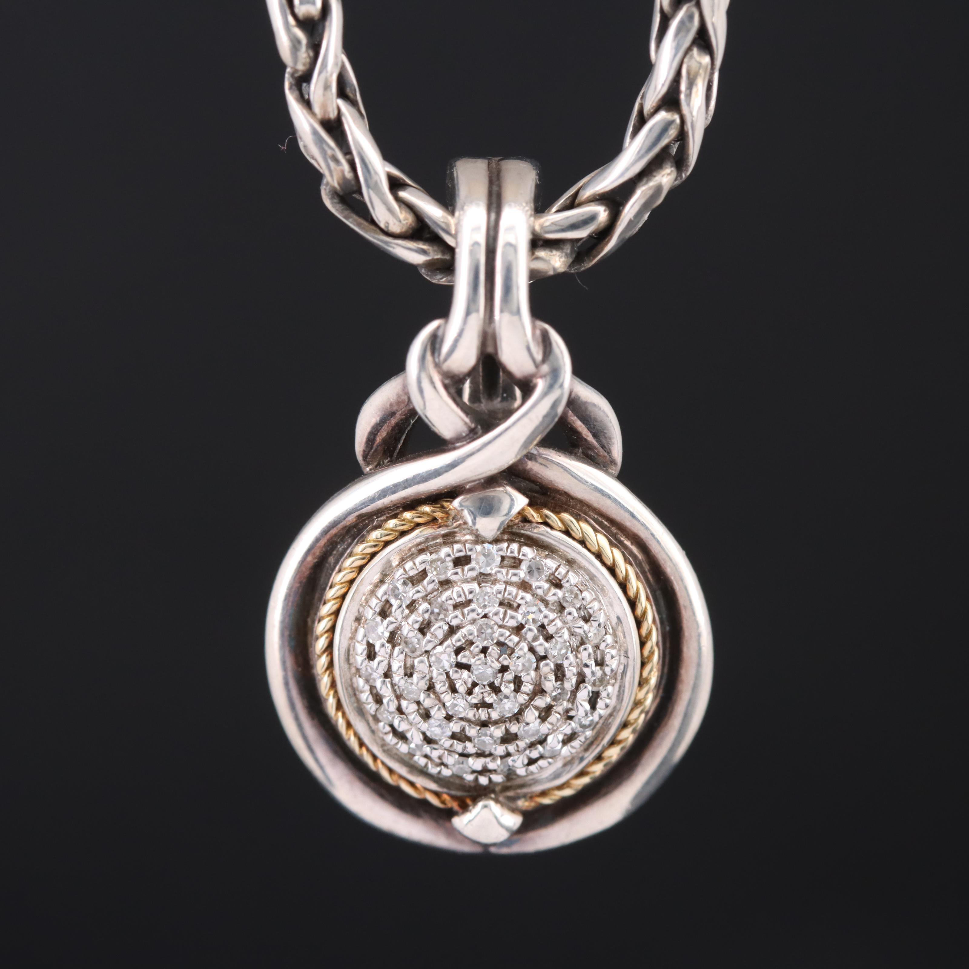 EFFY Sterling Diamond Pendant Necklace with 18K Accents