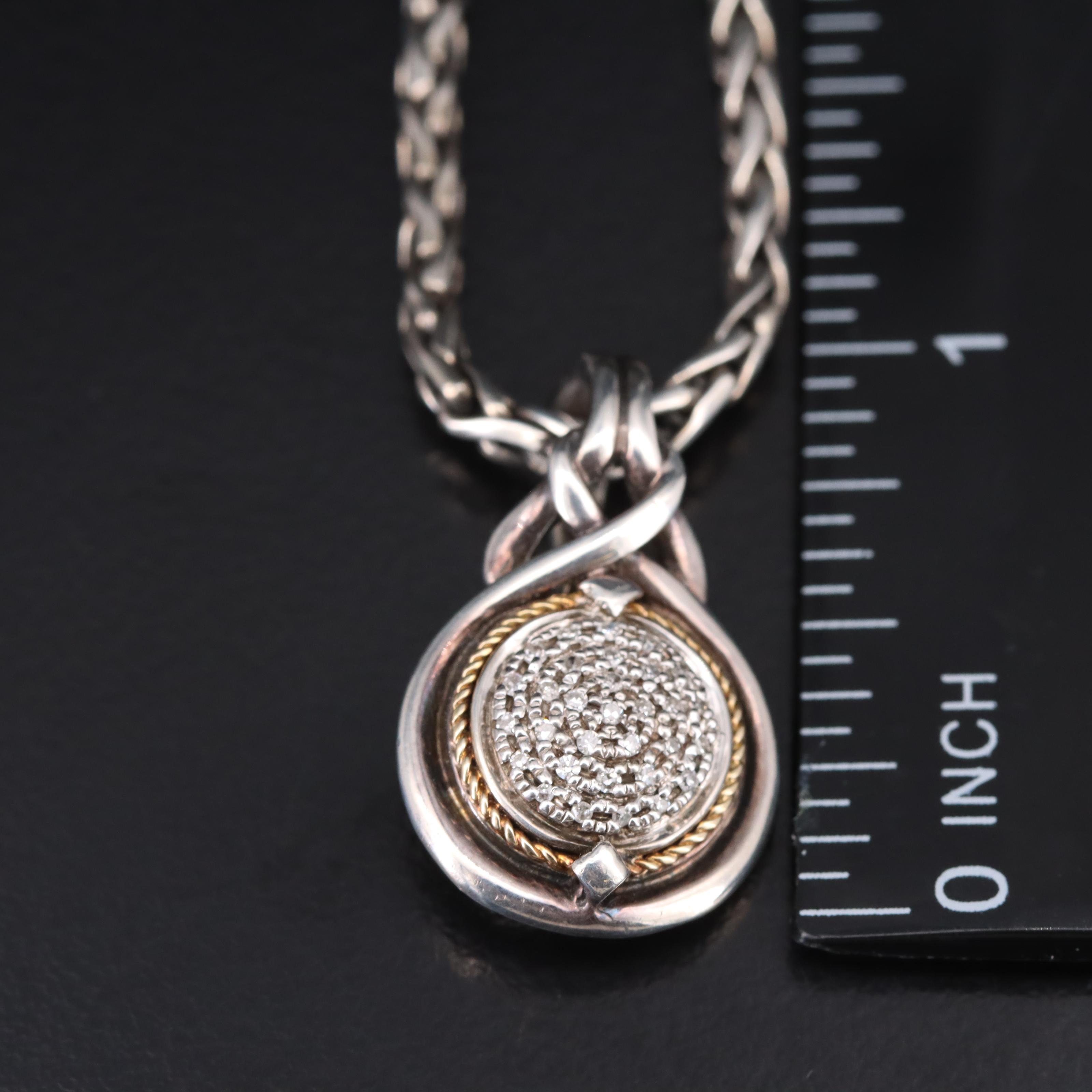 EFFY Sterling Diamond Pendant Necklace with 18K Accents