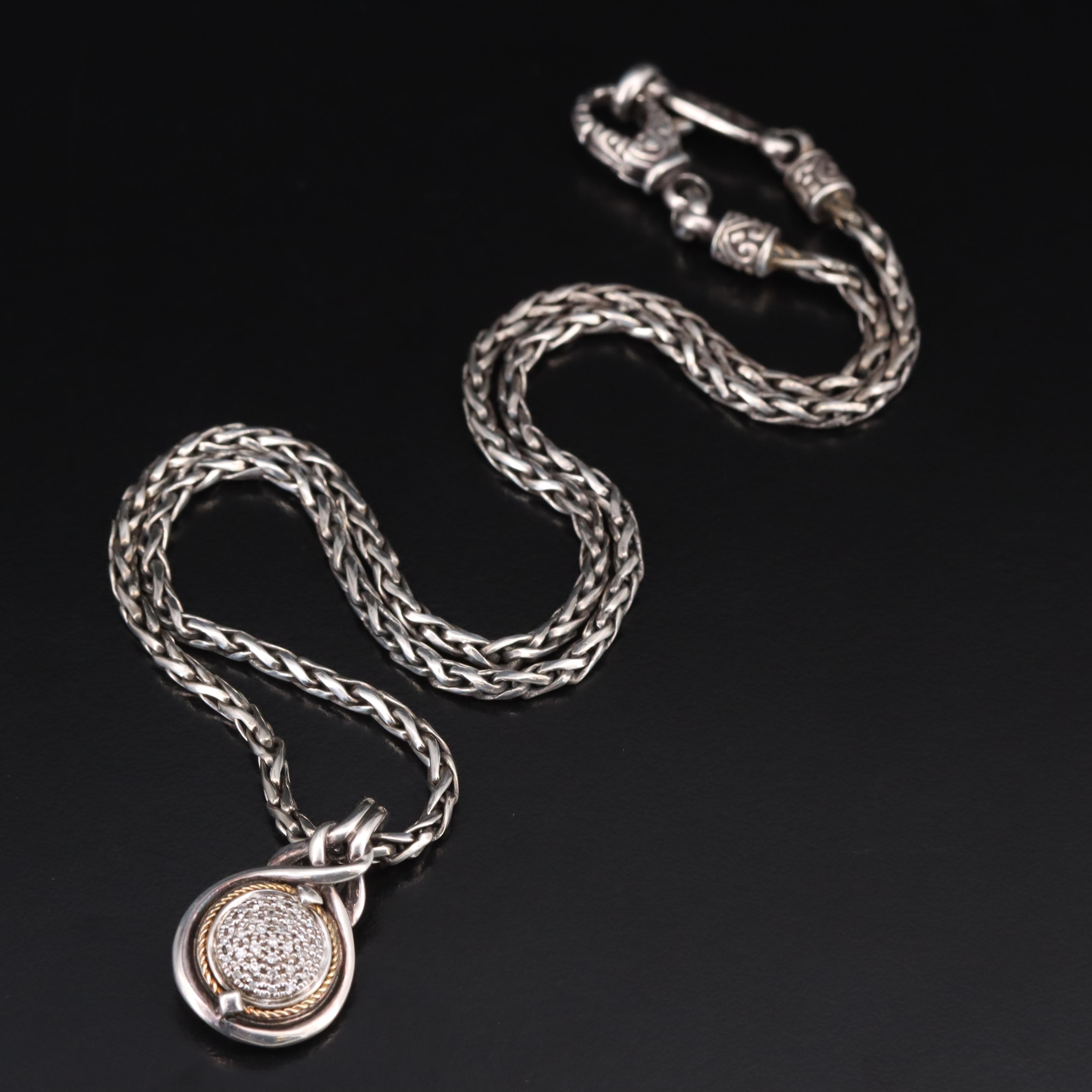 EFFY Sterling Diamond Pendant Necklace with 18K Accents