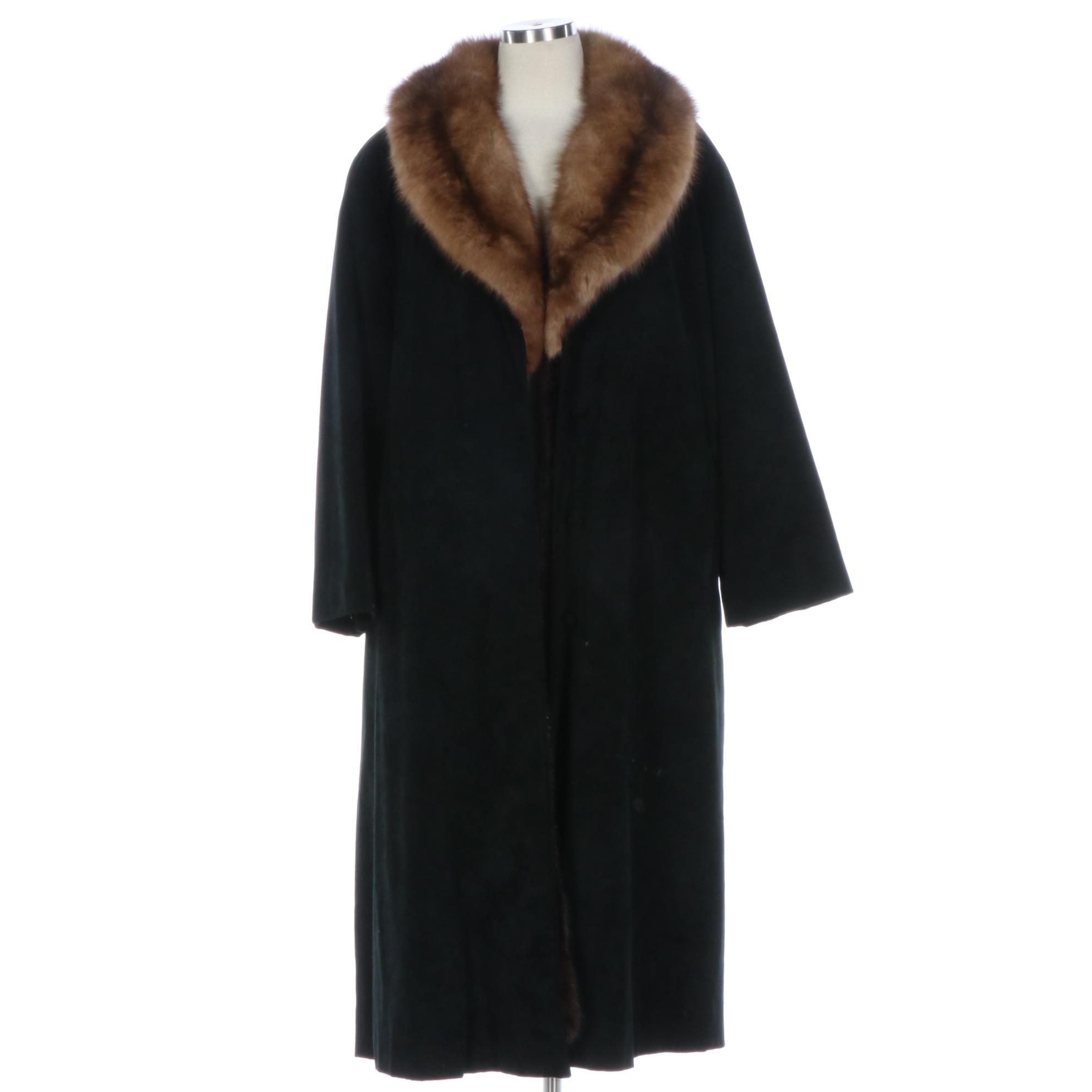 Lawrence of London Ultra Suede Coat with Mink and Marten Lining
