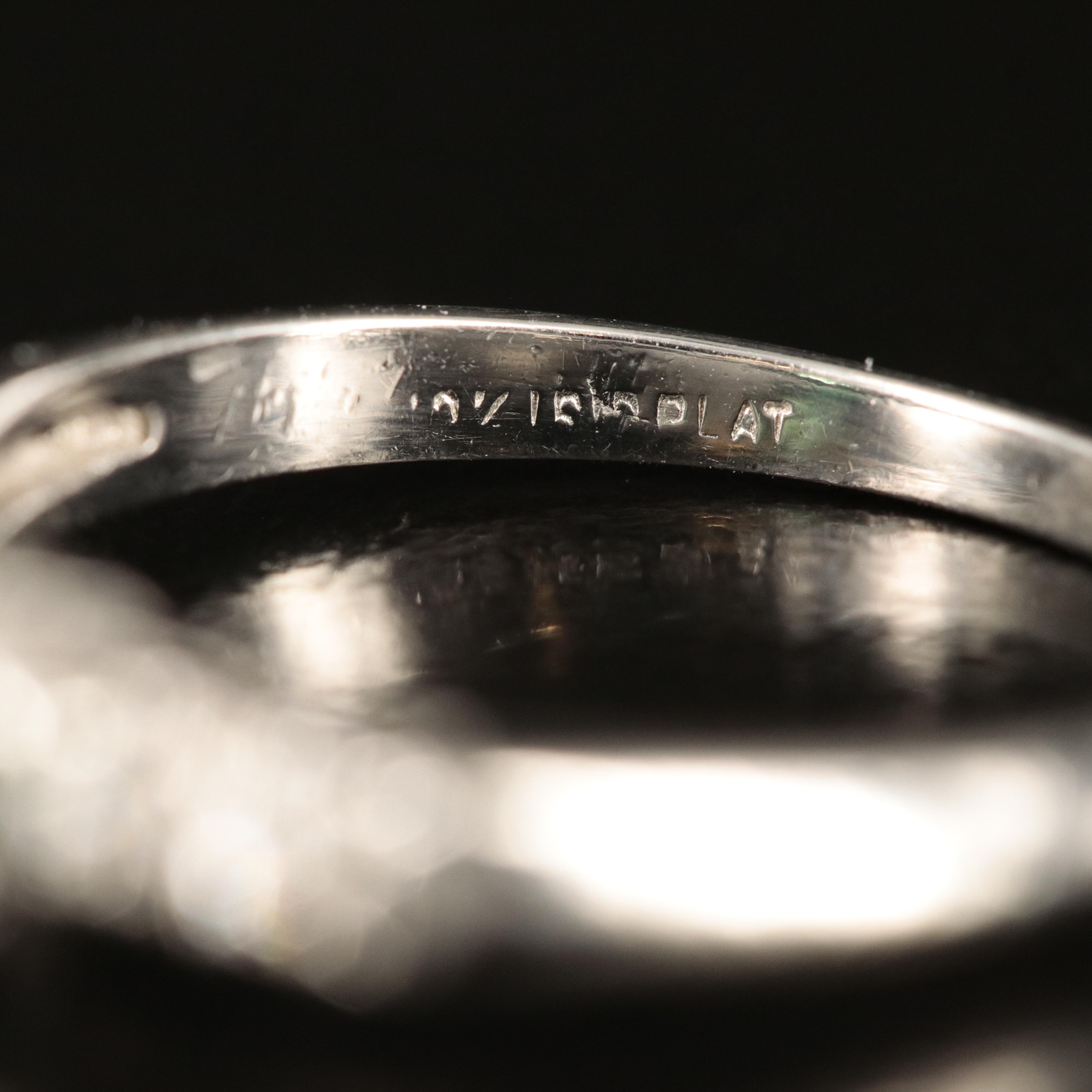 Vintage Platinum Emerald and Diamond Ring