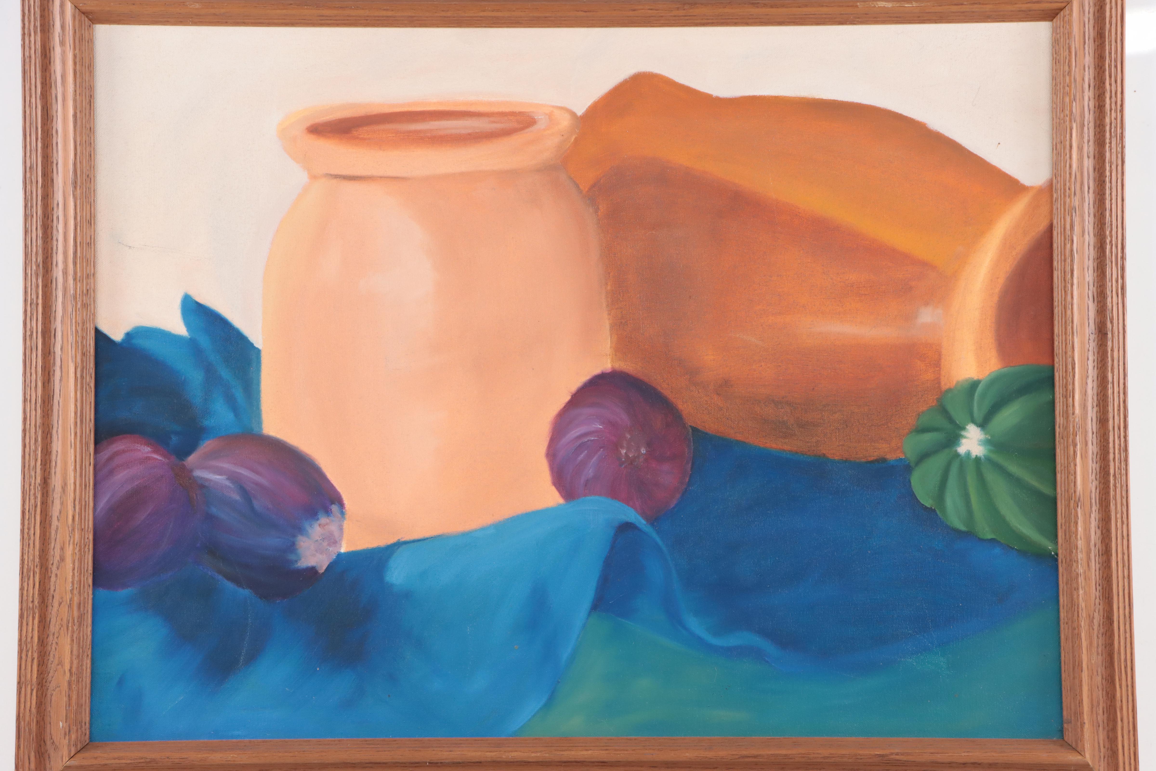 Still Life With Vegetables and Jars Oil Painting