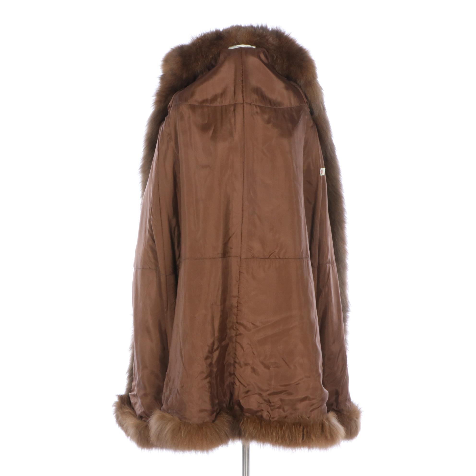 Oscar de la Renta Fox Trim Coat with Soutache