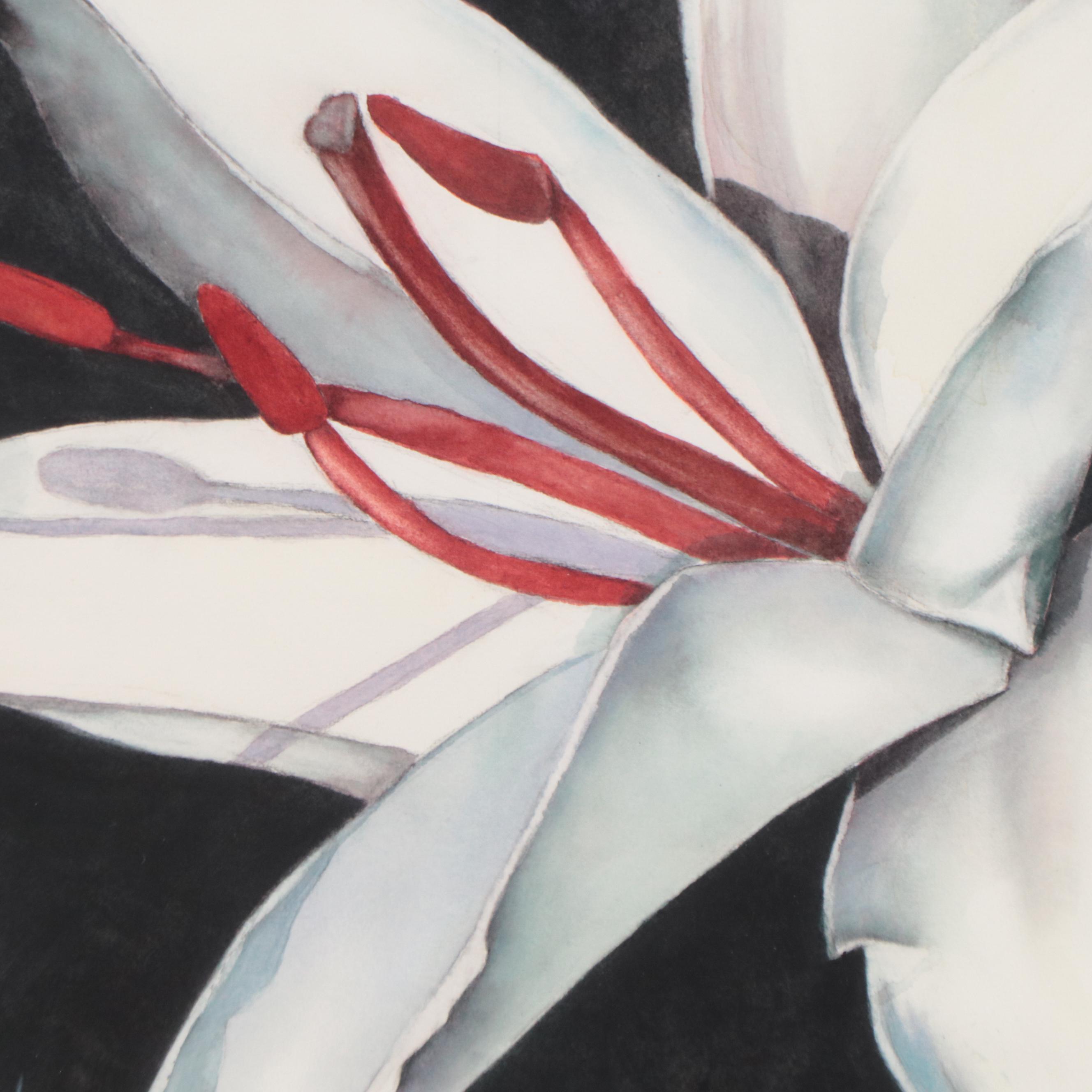 Beverly Morfeld Watercolor Painting of Lily, Late 20th Century