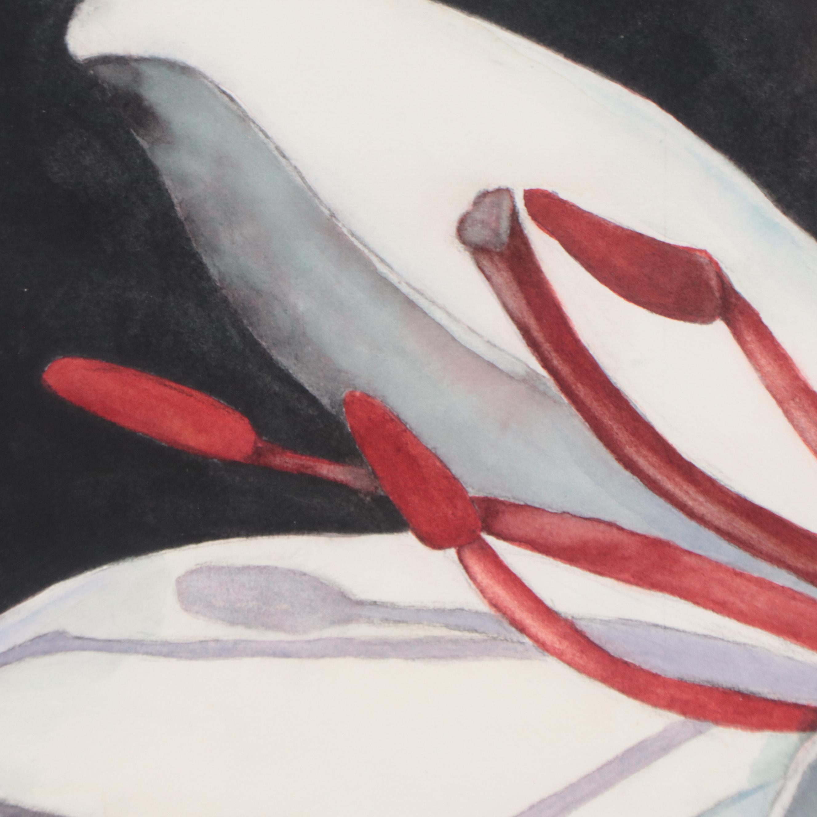 Beverly Morfeld Watercolor Painting of Lily, Late 20th Century