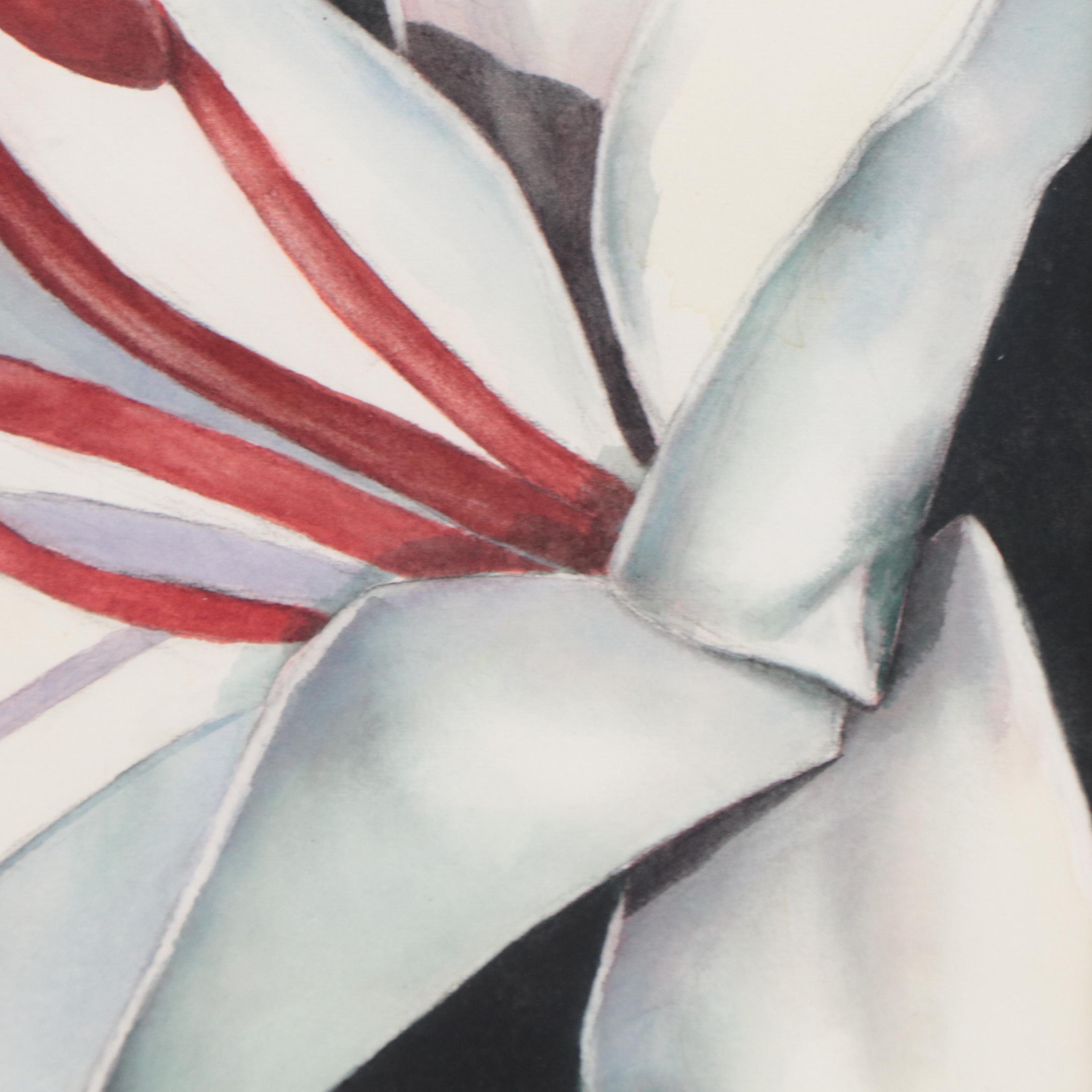 Beverly Morfeld Watercolor Painting of Lily, Late 20th Century