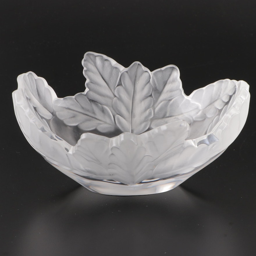 Lalique "Compiegne" Frosted Crystal Oval Bowl