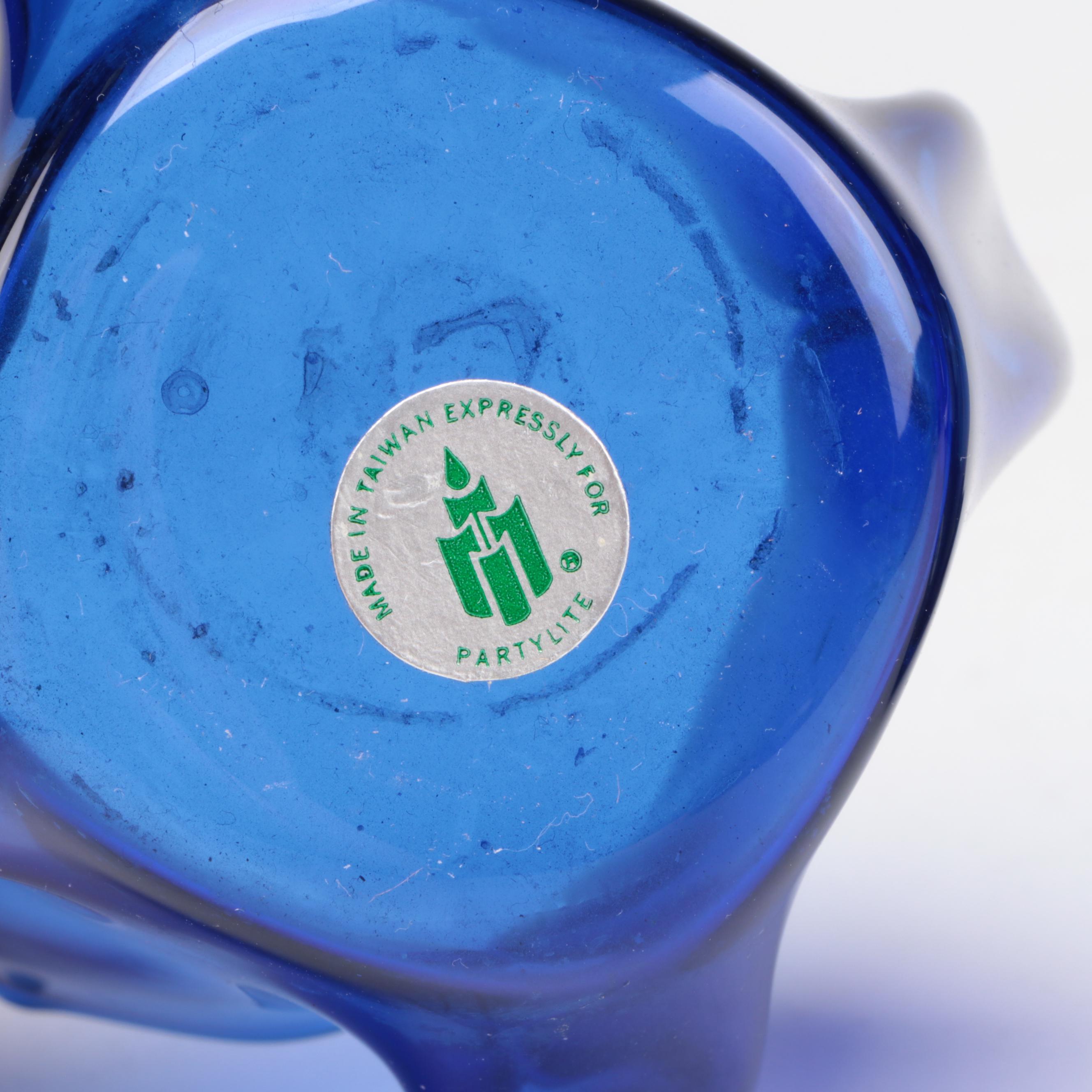 Cobalt Blue Mold Blown Glass Vases and Votive Holders