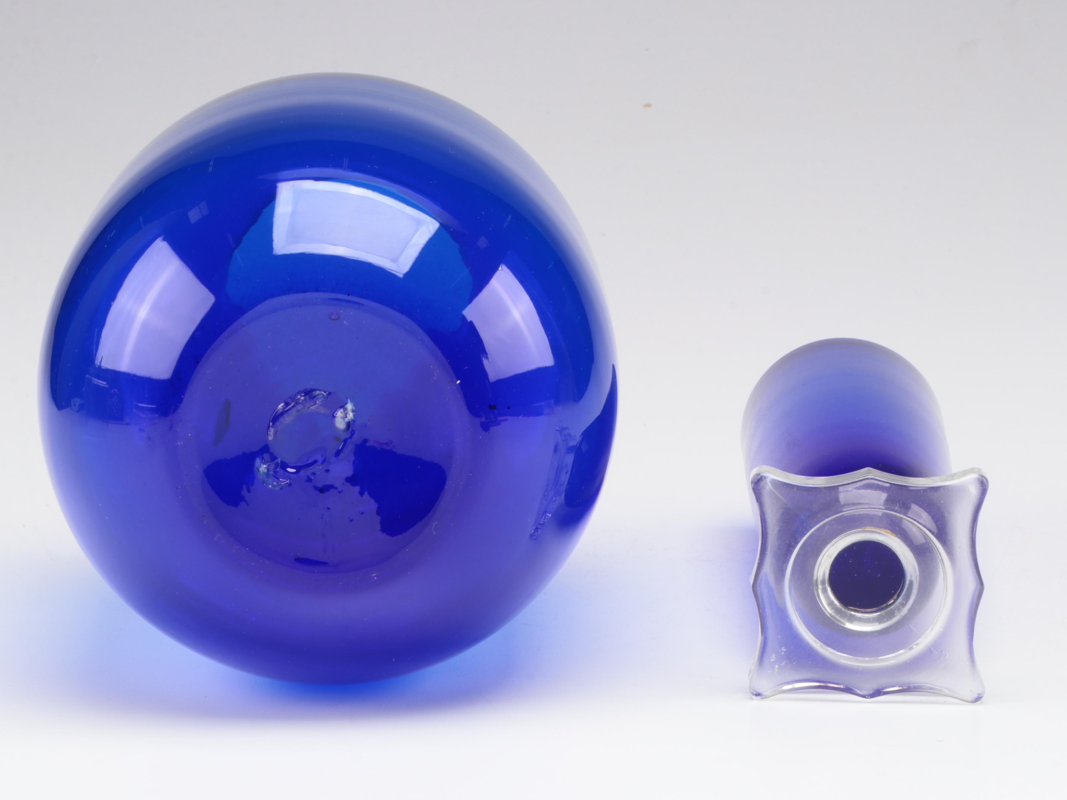 Cobalt Blue Mold Blown Glass Vases and Votive Holders