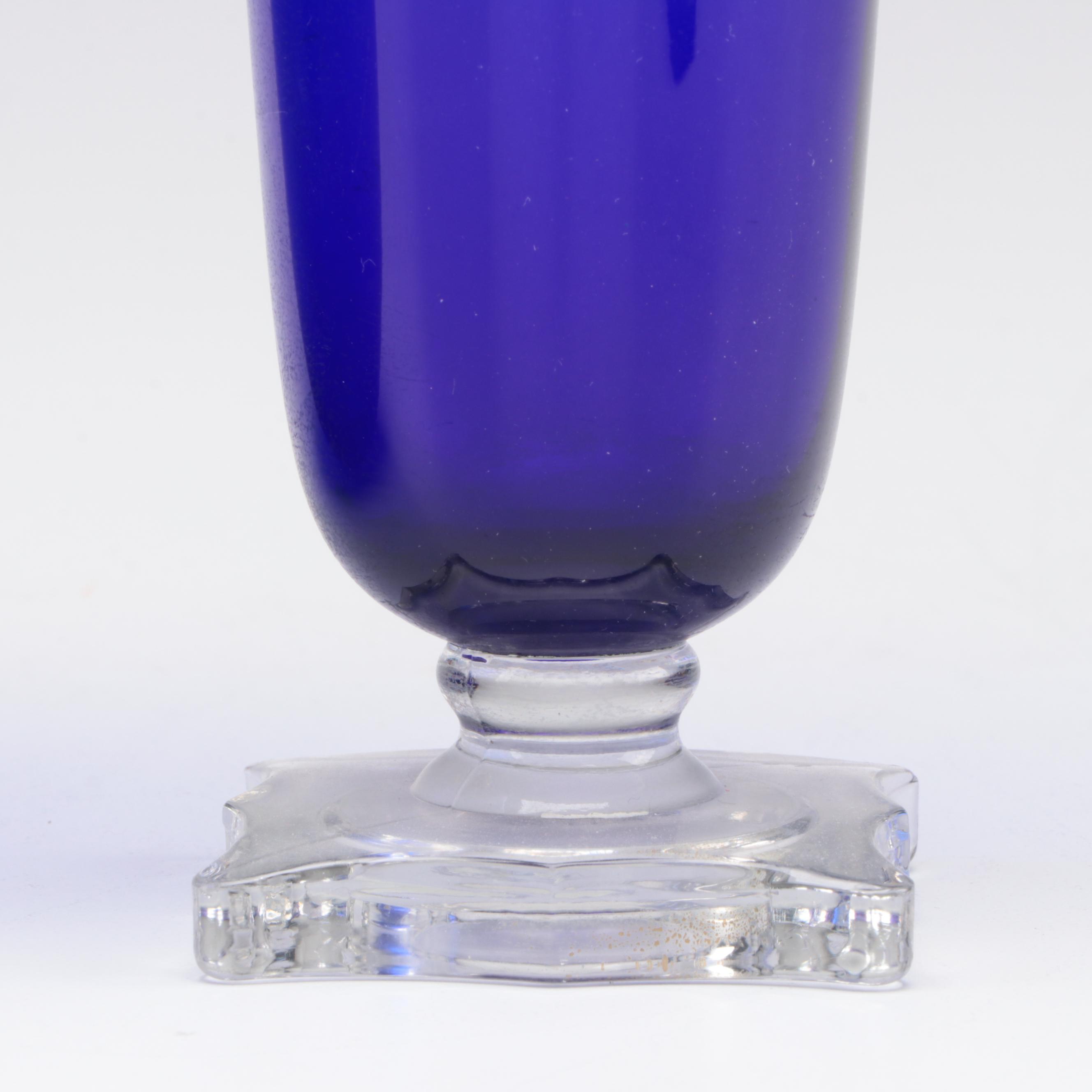 Cobalt Blue Mold Blown Glass Vases and Votive Holders