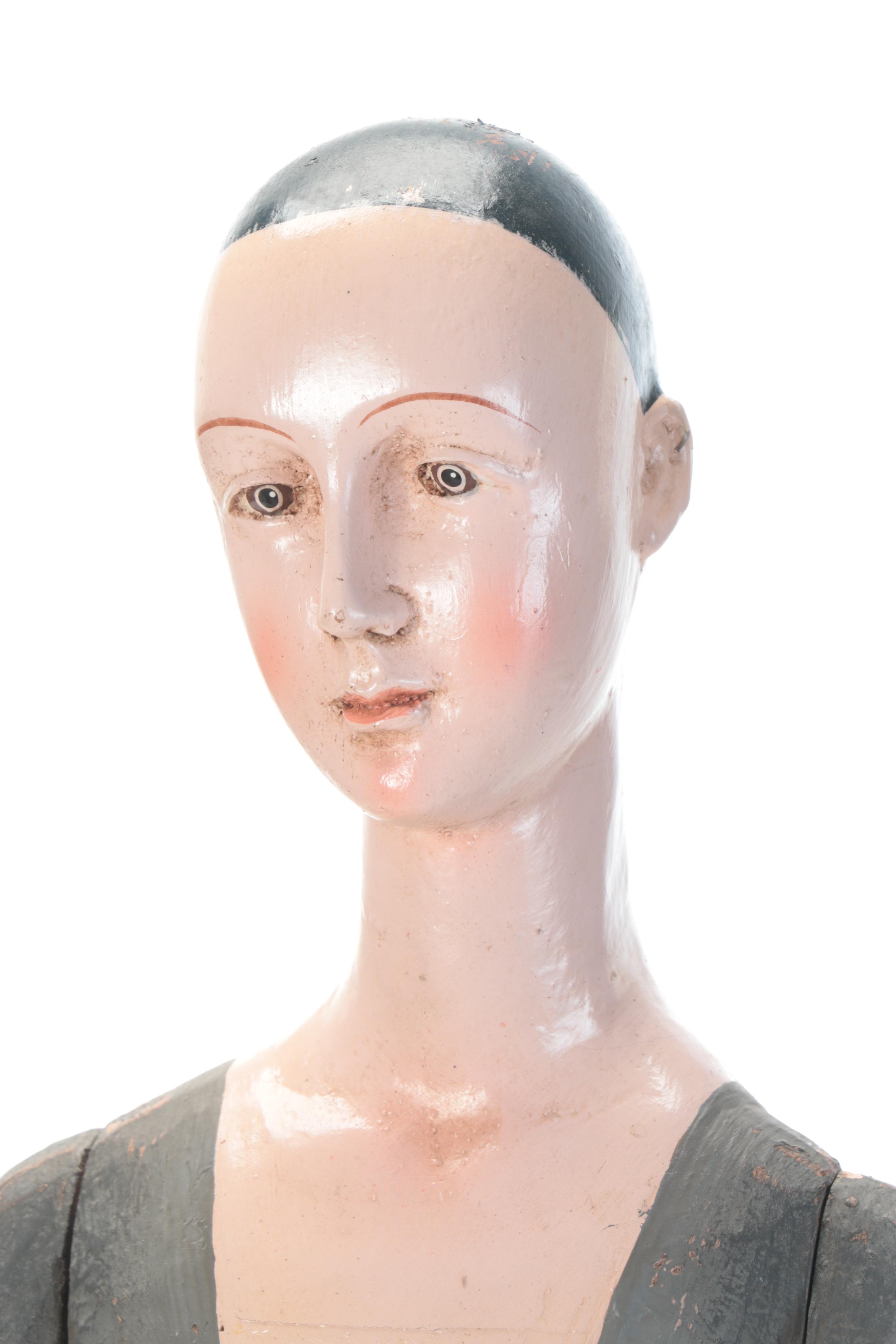 Polychrome Wood Articulated Santos Style Cage Doll