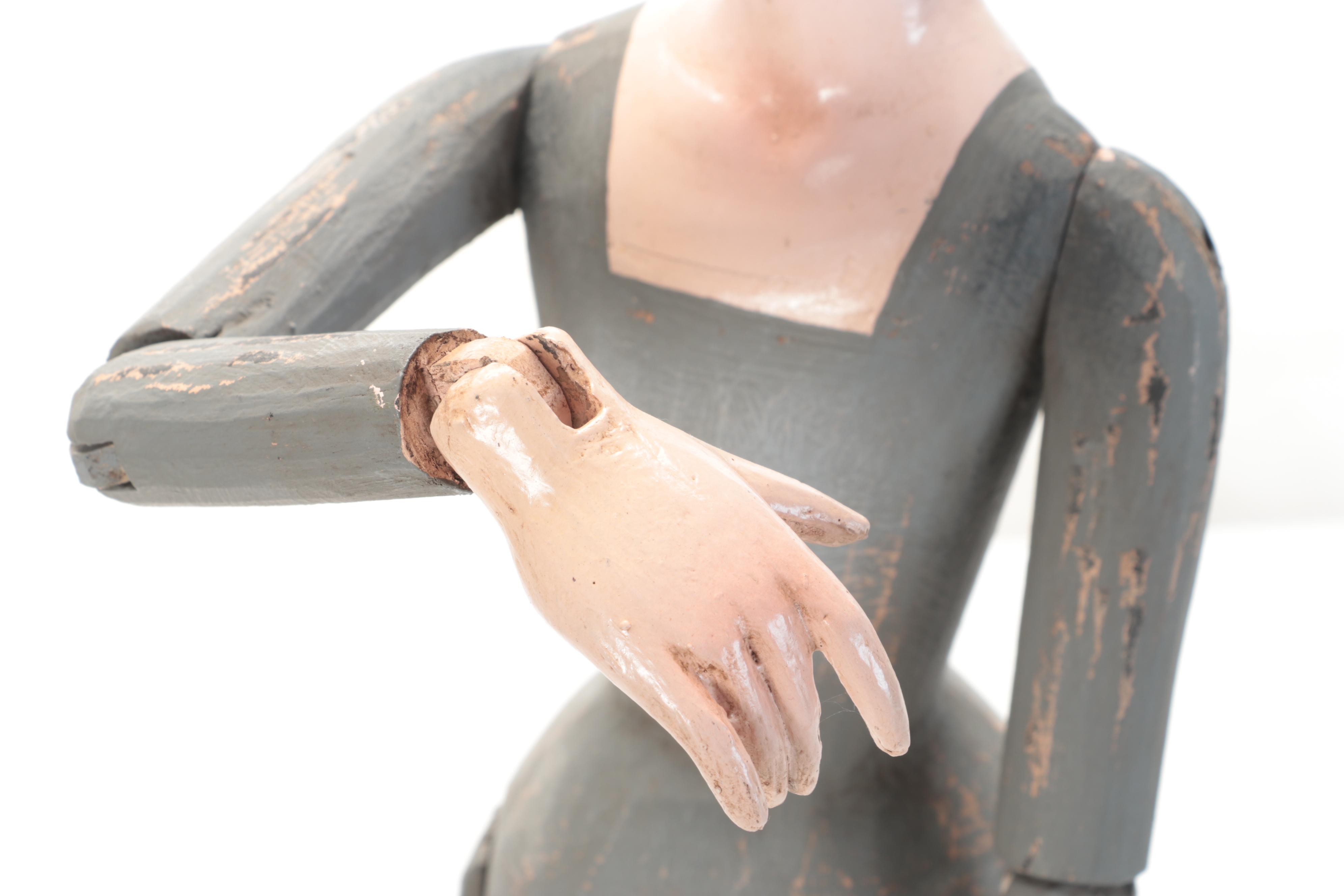 Polychrome Wood Articulated Santos Style Cage Doll